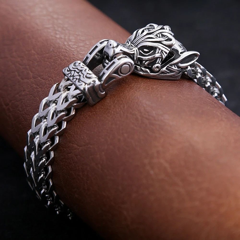 Vintage Vintage Viking Wolf Head Bracelet Size ONE SIZE - 3 Thumbnail