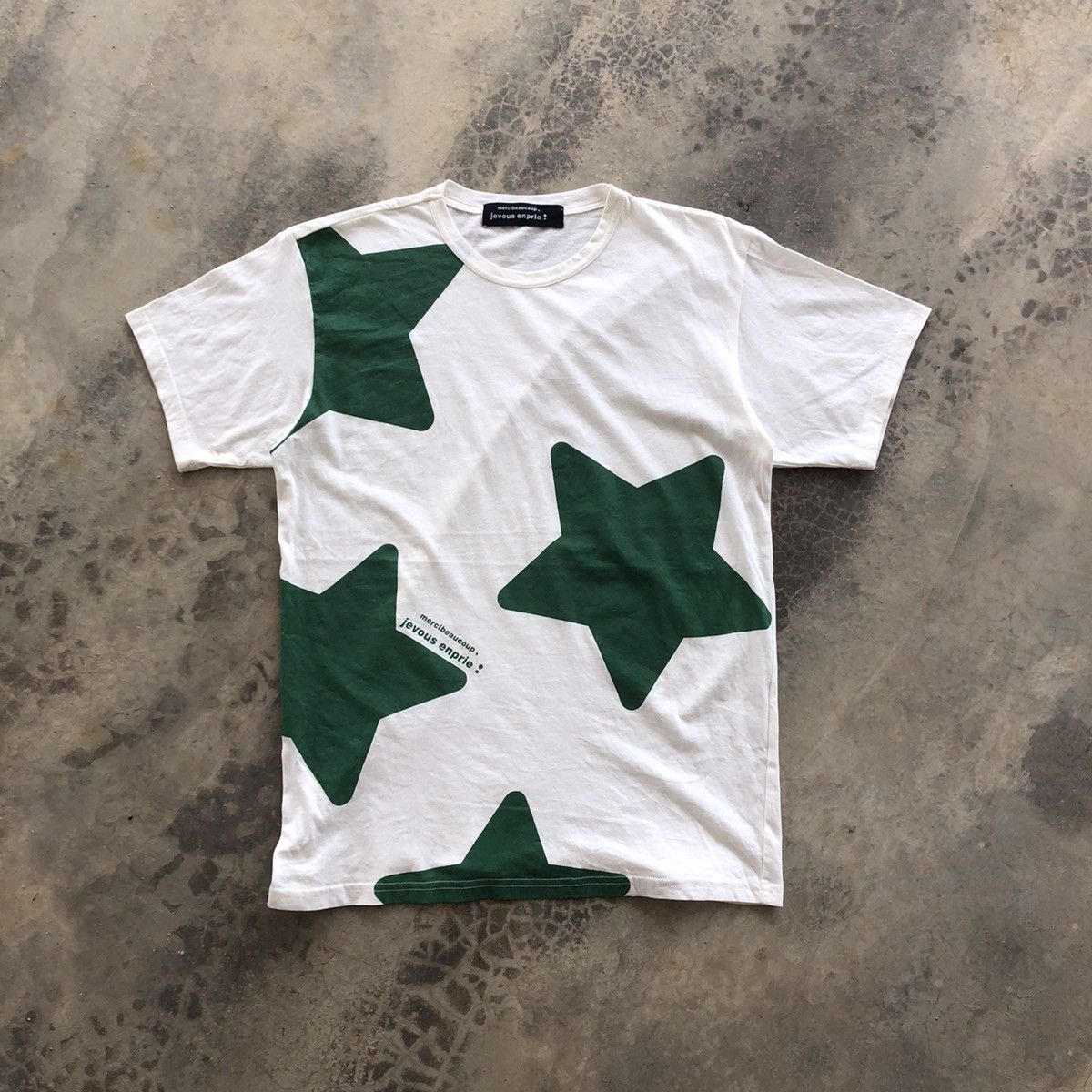 image of Issey Miyake x Mercibeaucoup Jevous Enprie Star Printed T-Shirt in White, Men's (Size Large)