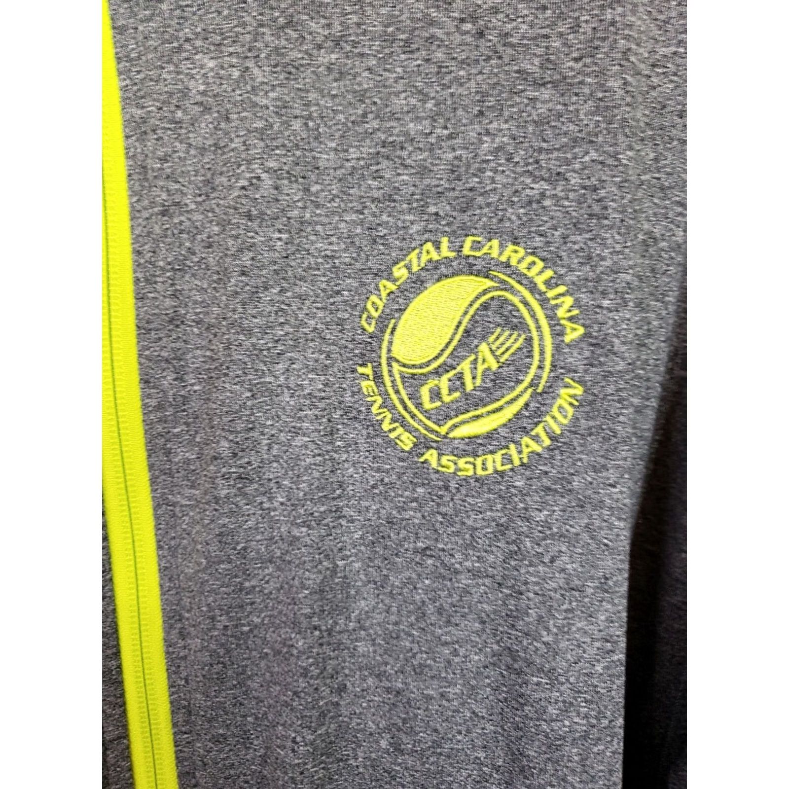 Vintage Sport-Tek Men’s L Gray Long Sleeve Full Zip Jacket Coastal Carolina Tennis USTA 1/4 Zip Mock Neck Athletic Jacket Heathered Size US L / EU 52-54 / 3 - 4 Thumbnail