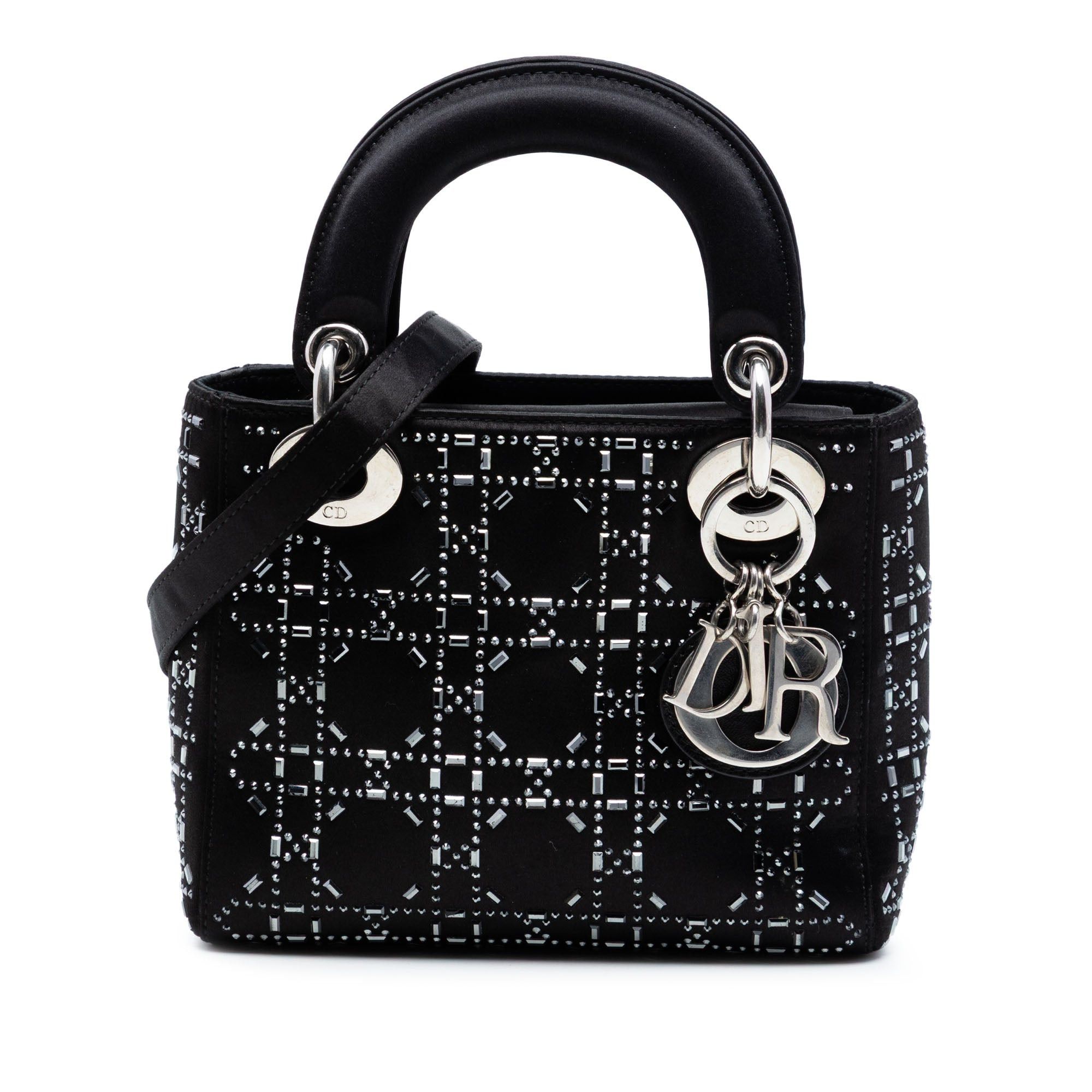 Dior Mini Satin Cannage Strass Crystal Embellished Lady Dior Size ONE SIZE - 1 Thumbnail