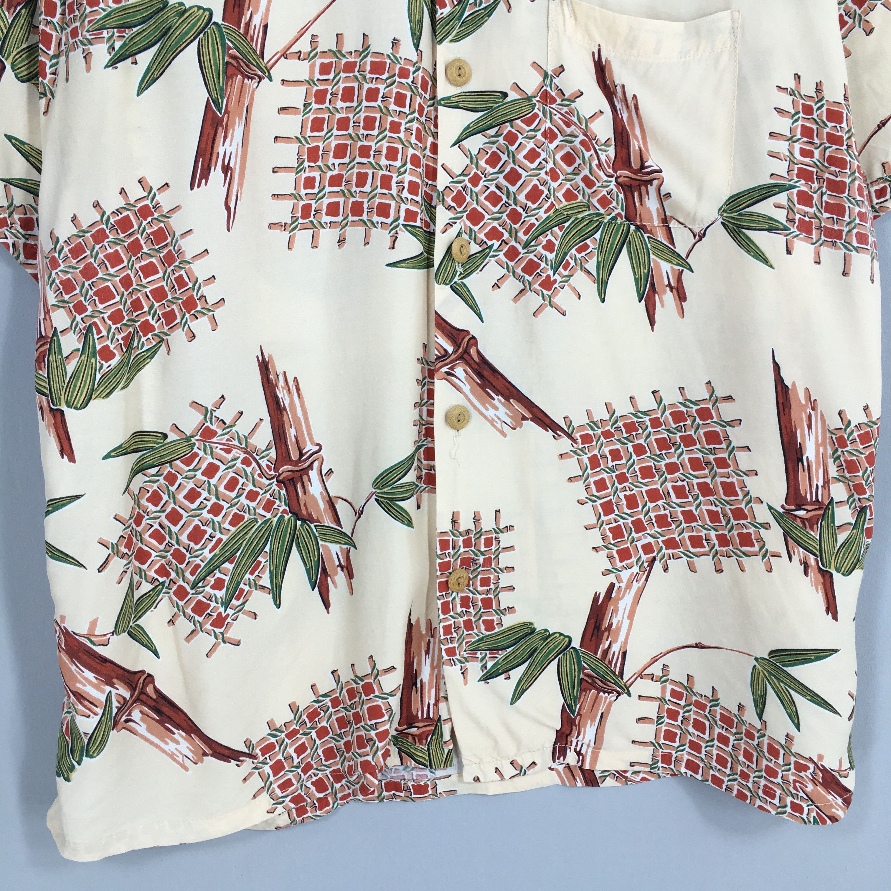 Edwin Vintage 90s Edwin Hawaiian Aloha Bamboo Rayon Shirt XLarge Size US XL / EU 56 / 4 - 4 Thumbnail