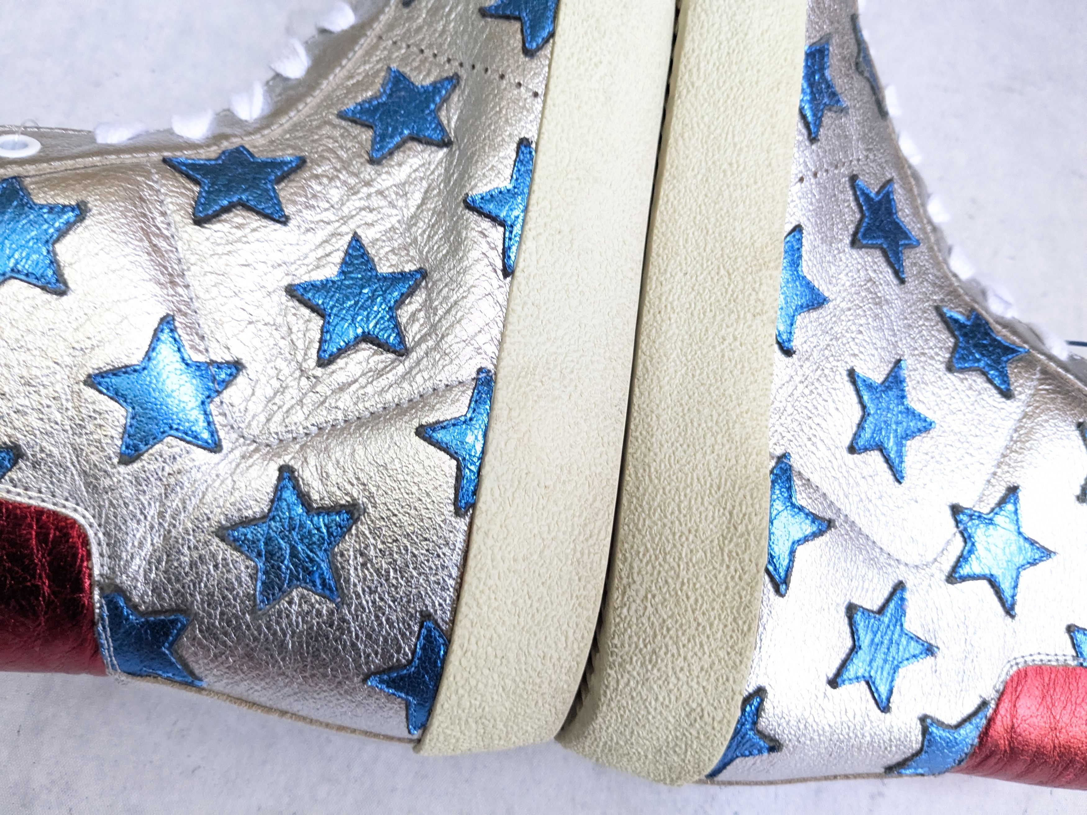 Saint Laurent Paris Saint Laurent High Top Sneakers 11 44 Stars Silver Blue Red Size US 11 / EU 44 - 10 Thumbnail