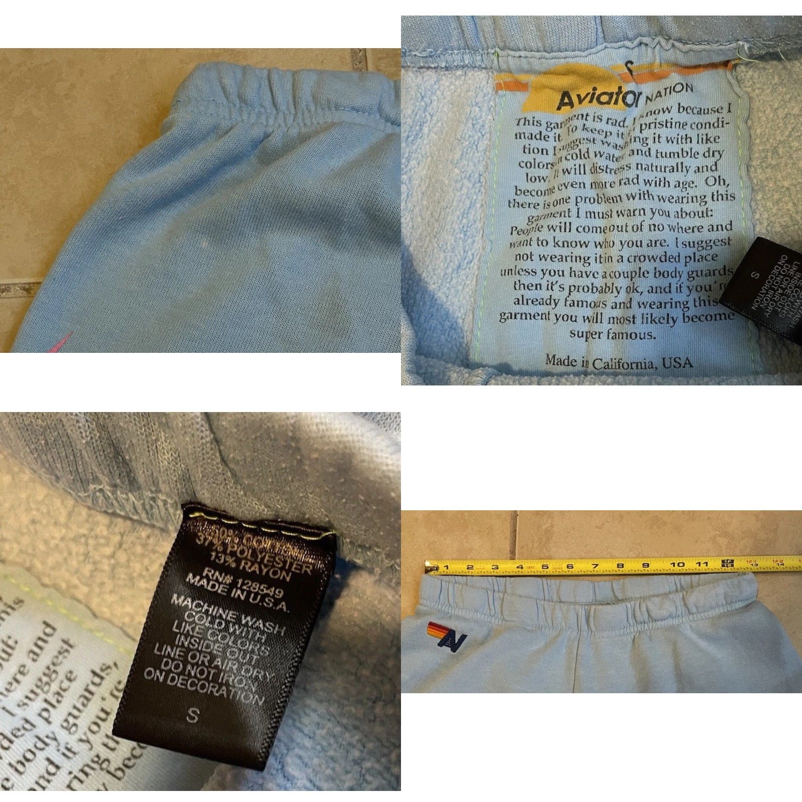 Aviator Nation Aviator Nation Sweatpants Faded Lightning Bolt Blue S USA Women Size 28" / US 6 / IT 42 - 9 Thumbnail