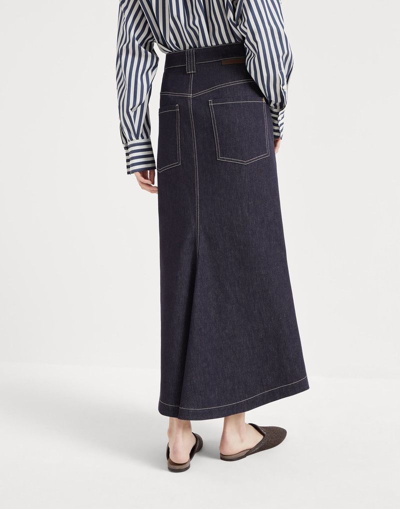 Brunello Cucinelli o1la1rc1a0326 Denim Skirt in Blue Size 28" / US 6 / IT 42 - 2 Thumbnail