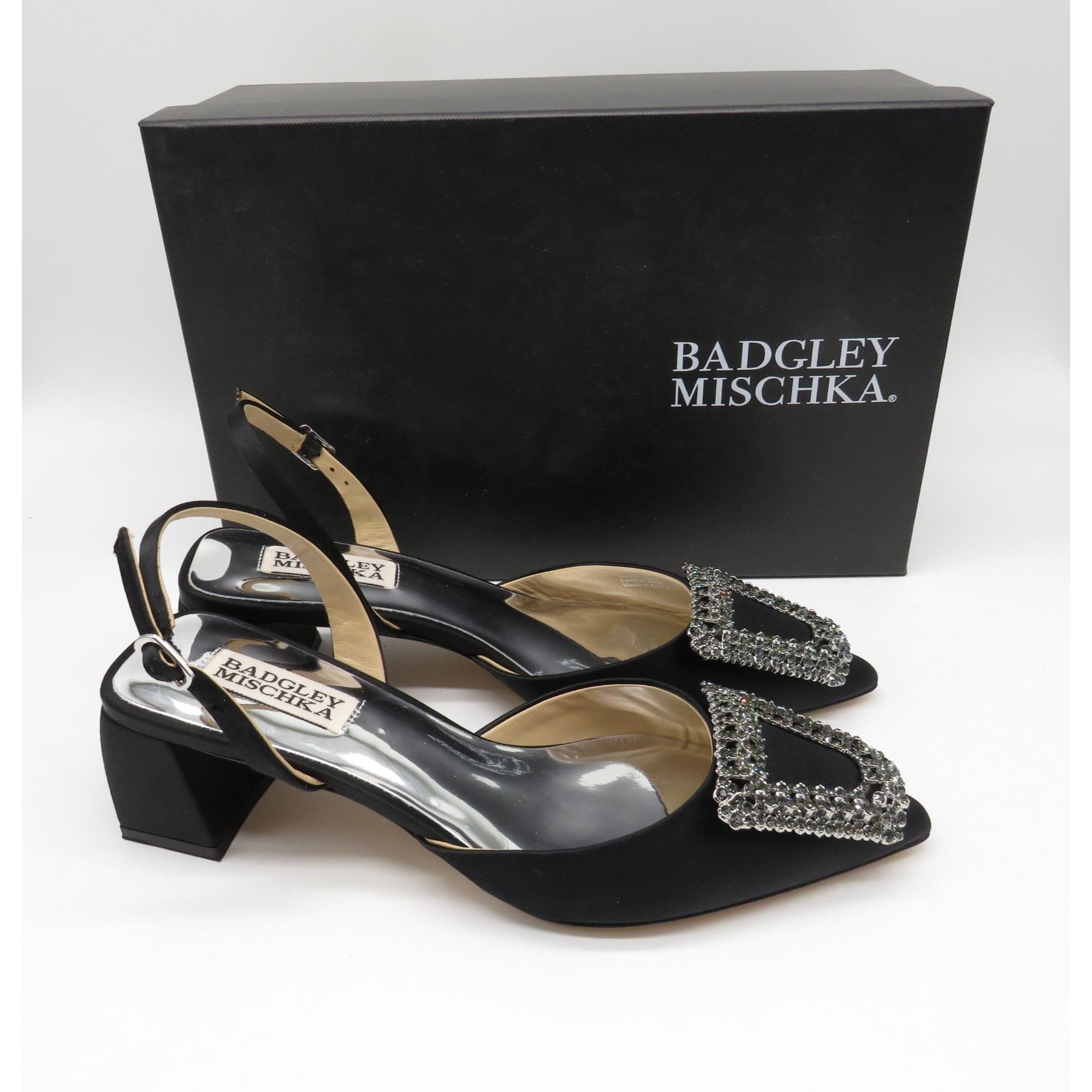 Badgley Mischka Badgley Mischka Women's Emmie Black Slingback Pumps Block He Size US 6 / IT 36 - 1 Thumbnail
