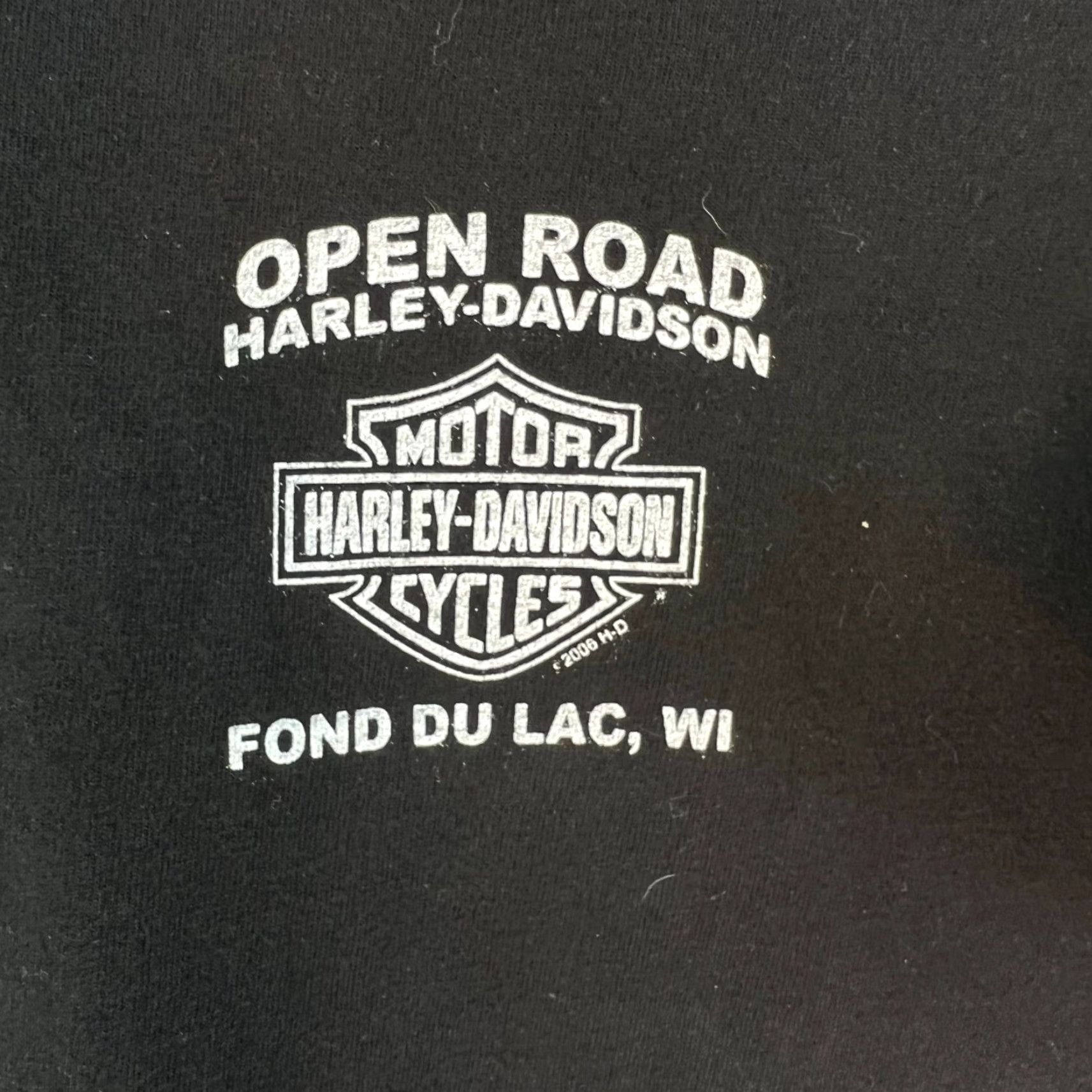 Harley Davidson Harley-Davidson Open Road Mens Black T-Shirt Size L Graphic Print Vintage USA Fond Du Lac WI Kimble? Size US L / EU 52-54 / 3 - 3 Thumbnail