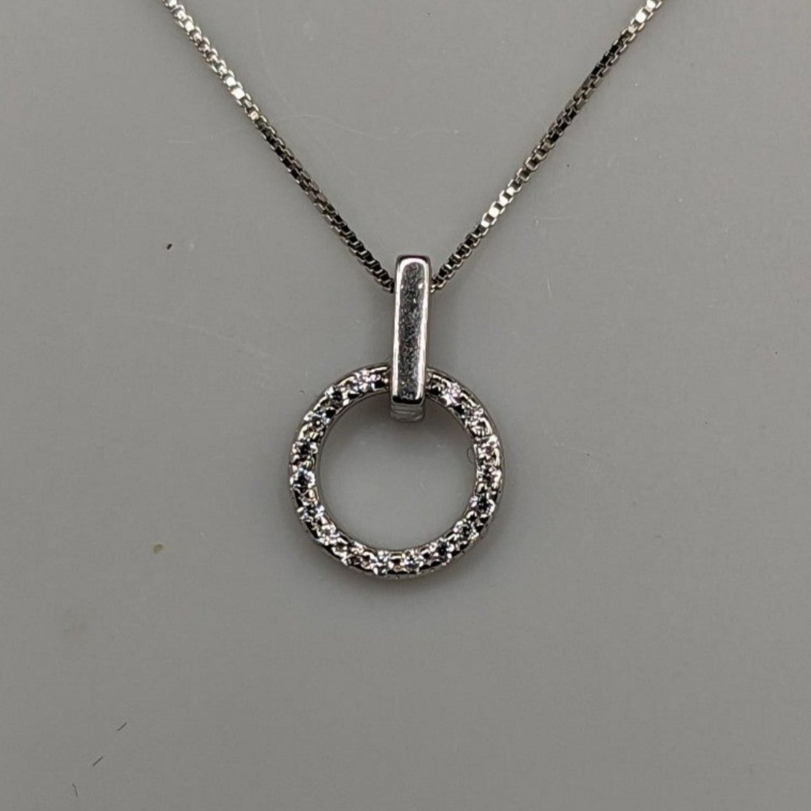 Other Circle Pendant Necklace Micro Paved 925 Sterling Silver NWT Size ONE SIZE - 3 Thumbnail
