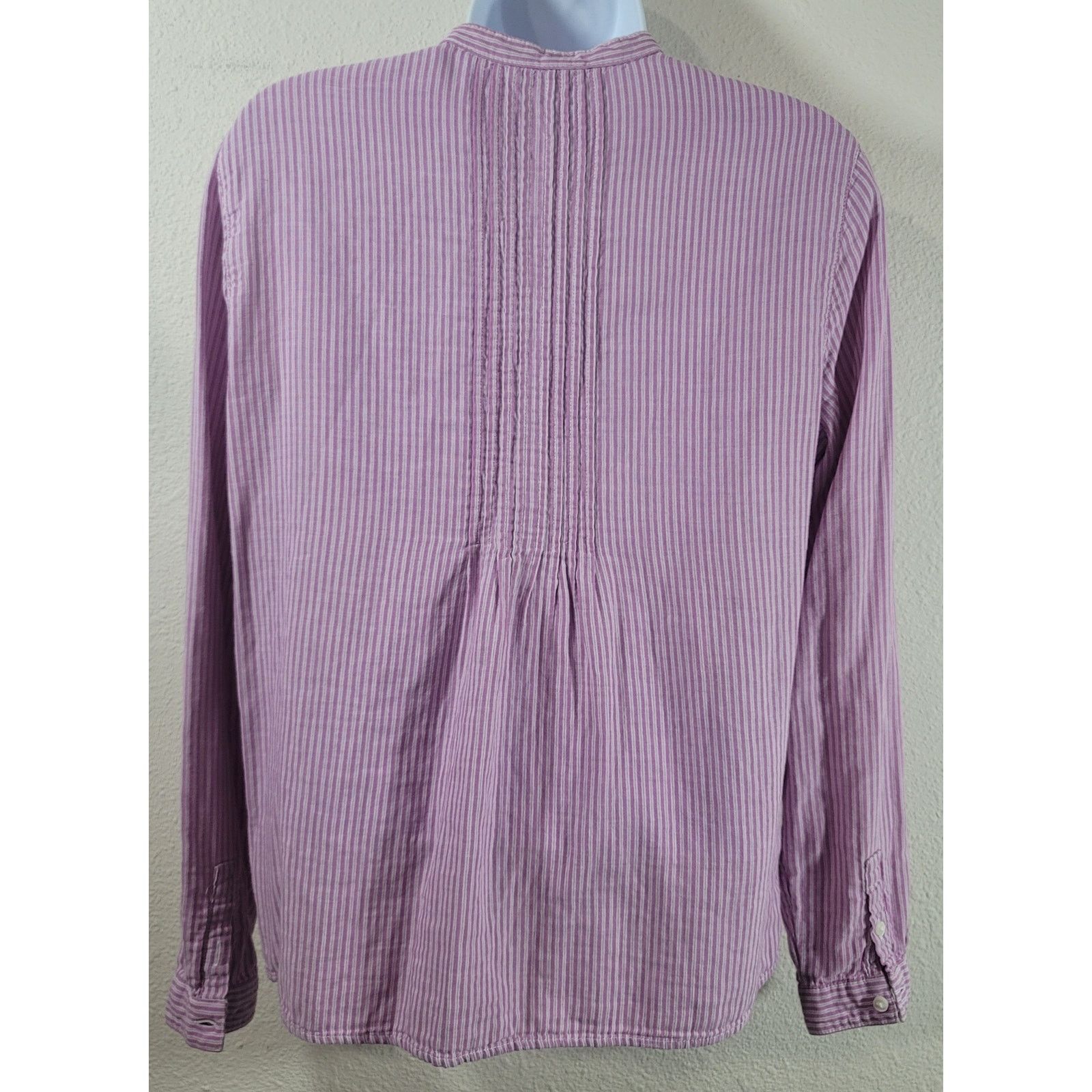L.L. Bean L.L. Bean Purple White Striped Pleated Bodice Button Top XS Size XS / US 0-2 / IT 36-38 - 2 Thumbnail
