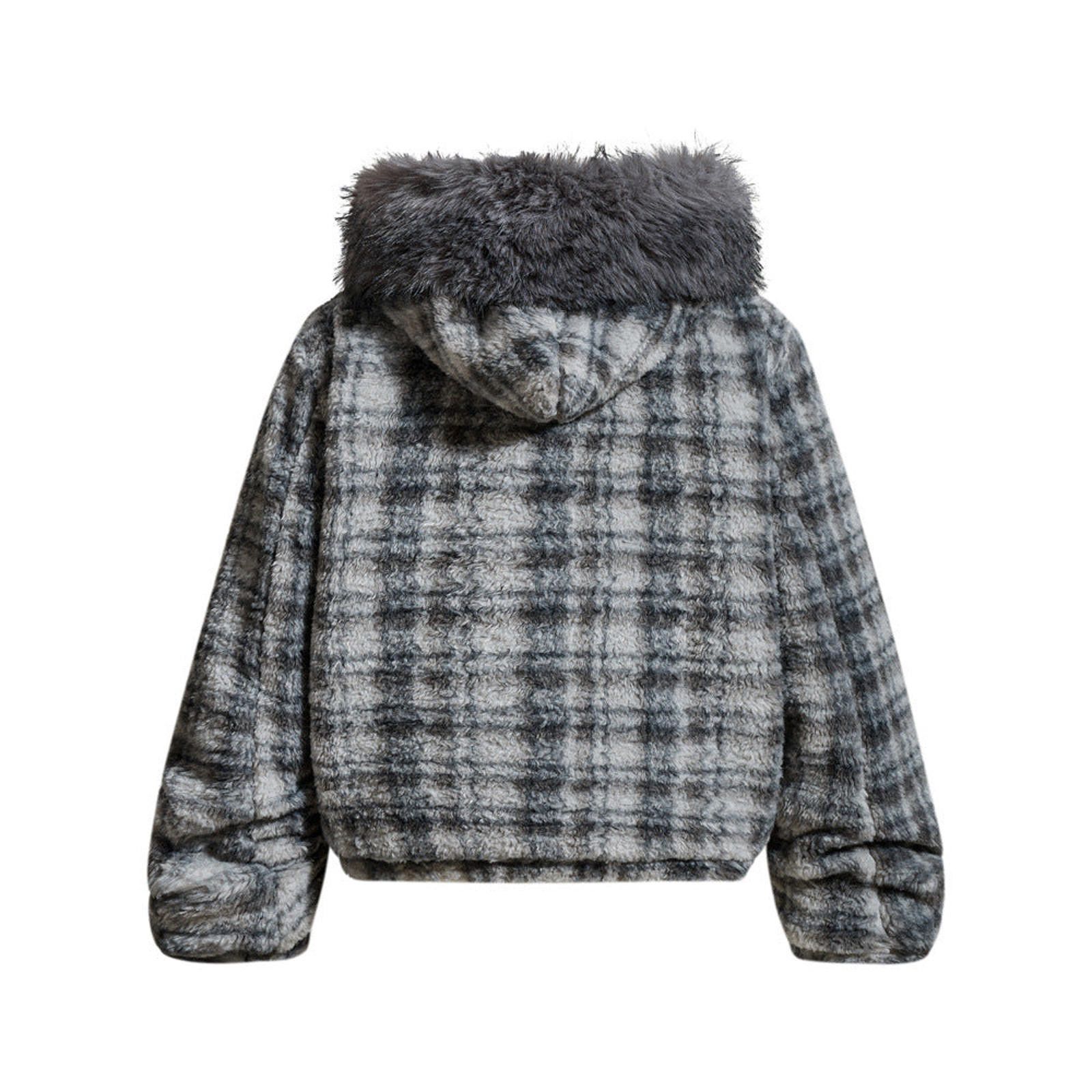 Japanese Brand Striped Faux Fur Hooded Jacket, Cozy Winter Outerwear Size US M / EU 48-50 / 2 - 5 Thumbnail