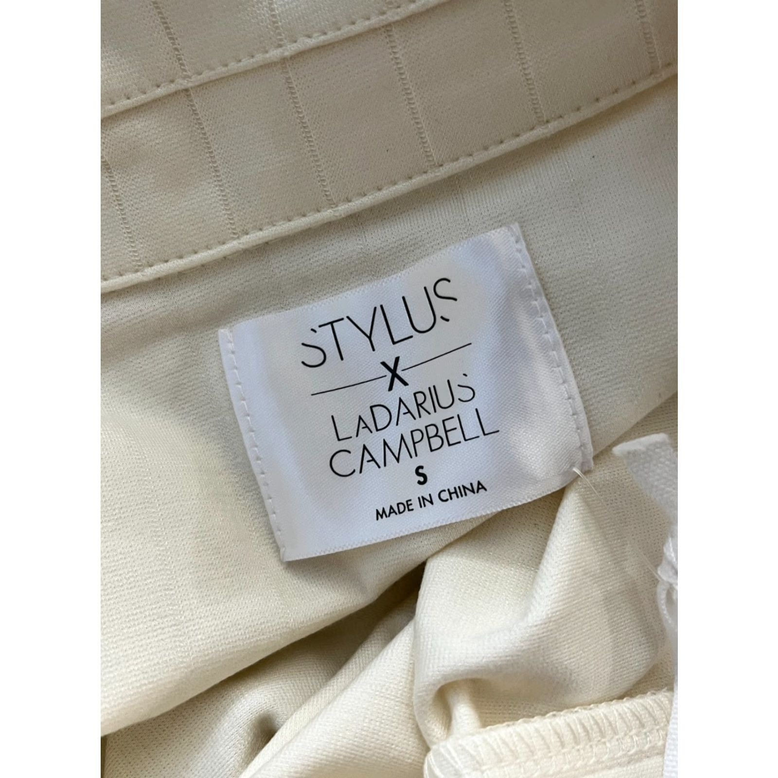 Vintage STYLUS Ladarius Campbell Men's Stripe Ivory Polo Shirt S - Regular Fit, Short Sleeve, Collared Polo, Ivory Stripe Shirt, Dressy Casual, Men Size US S / EU 44-46 / 1 - 6 Thumbnail