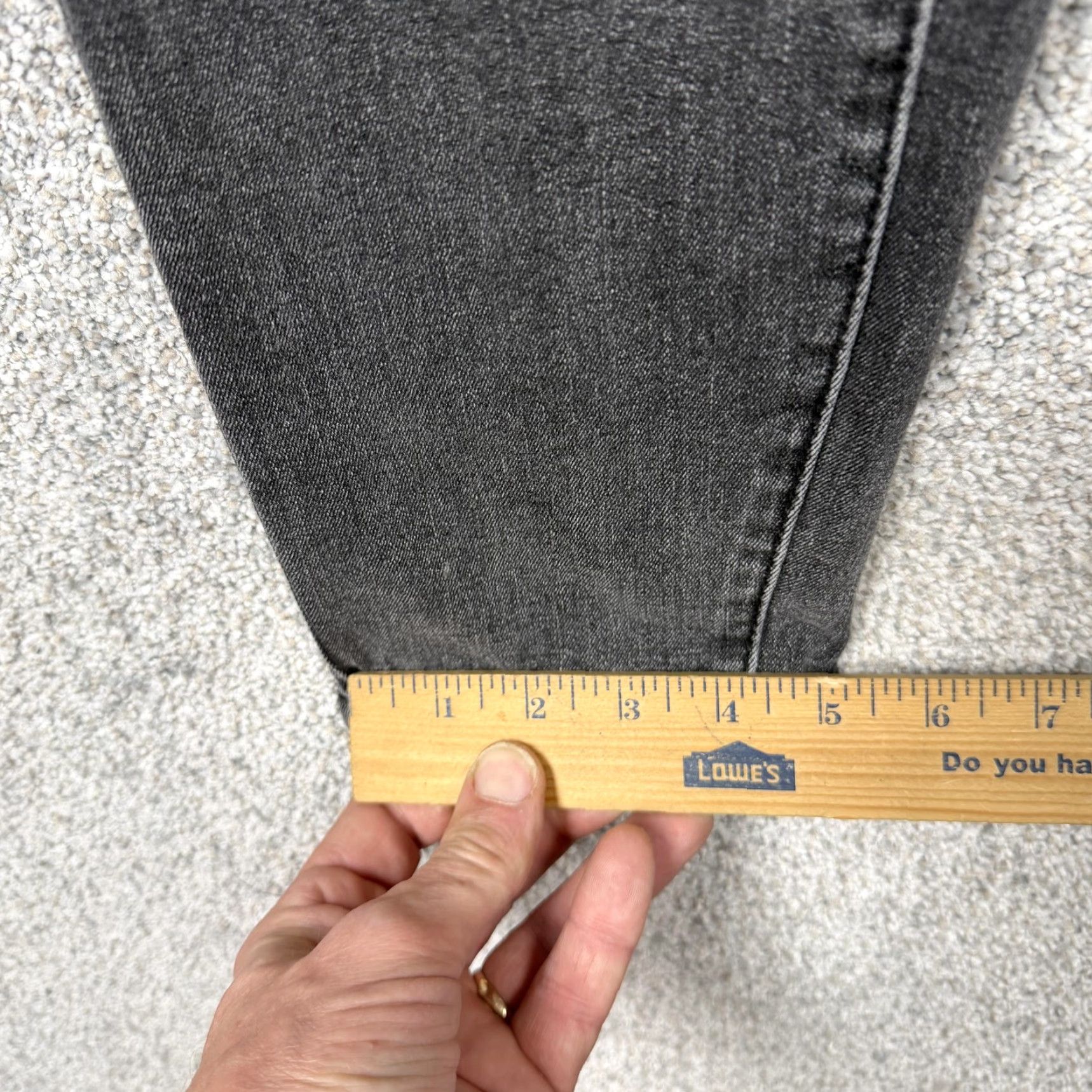 Vintage Royalty For Me Womens 14 Black Charcoal Wash High-Rise Skinny Jeans 33x26.5 Stretch Five-Pocket Denim Size 36" / US 14 / IT 50 - 3 Thumbnail