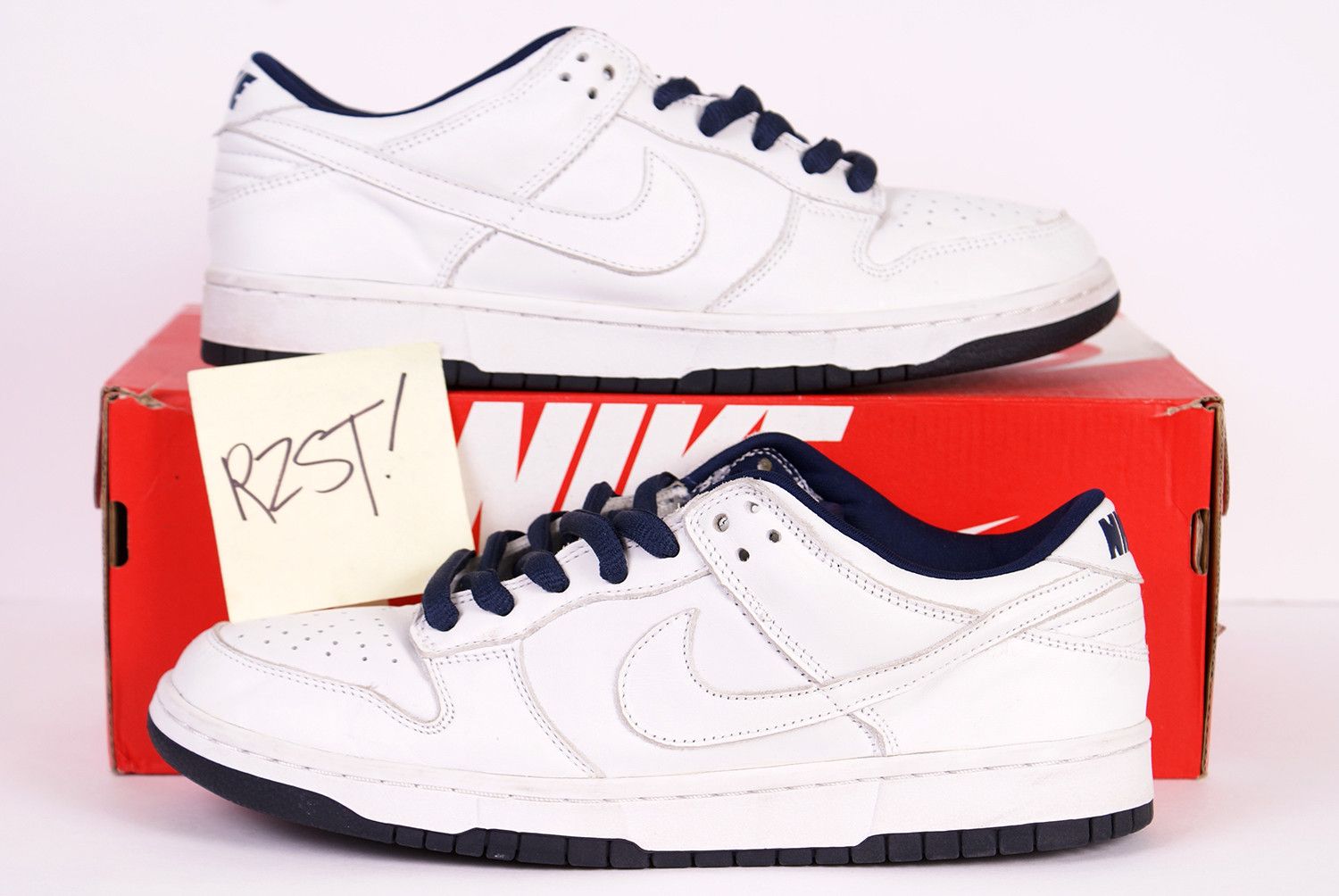 Nike 2001 Nike Dunk Low Pro B WHITE MIDNIGHT NAVY Blue 624044 111 Size US 9.5 / EU 42-43 - 1 Thumbnail