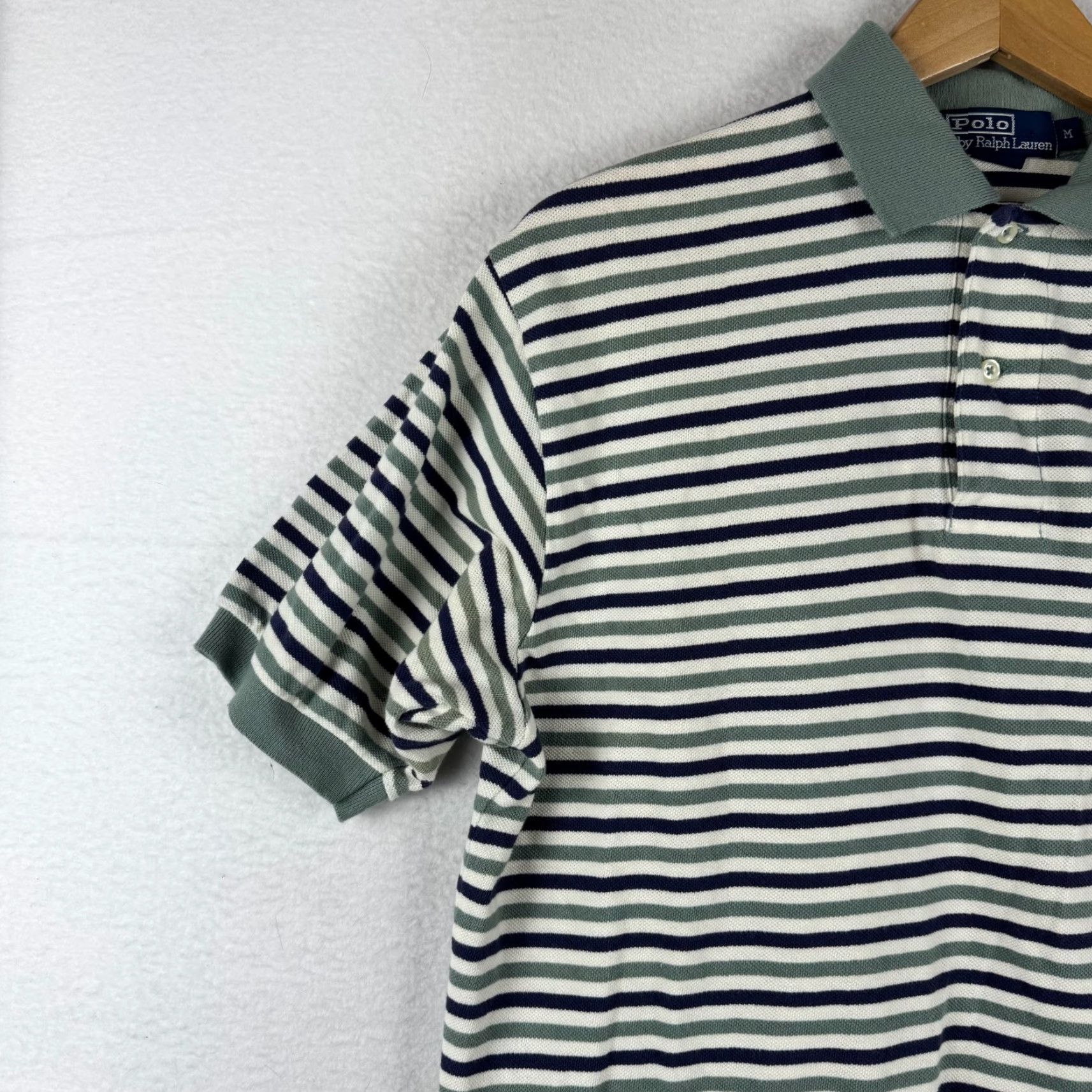 Polo Ralph Lauren VINTAGE Polo Ralph Lauren Polo Shirt Mens Medium Short Sleeve Striped Knit Logo 90s Size US M / EU 48-50 / 2 - 2 Thumbnail