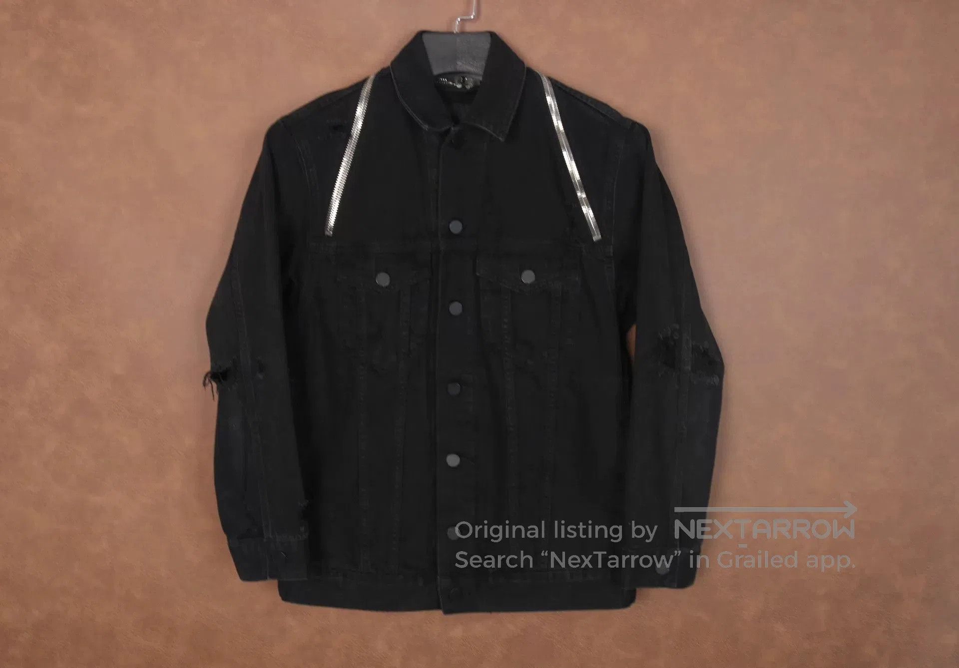 Japanese Brand Alexander Wang Off-Shoulder Black Denim Jacket. Size XS / US 0-2 / IT 36-38 - 1 Thumbnail