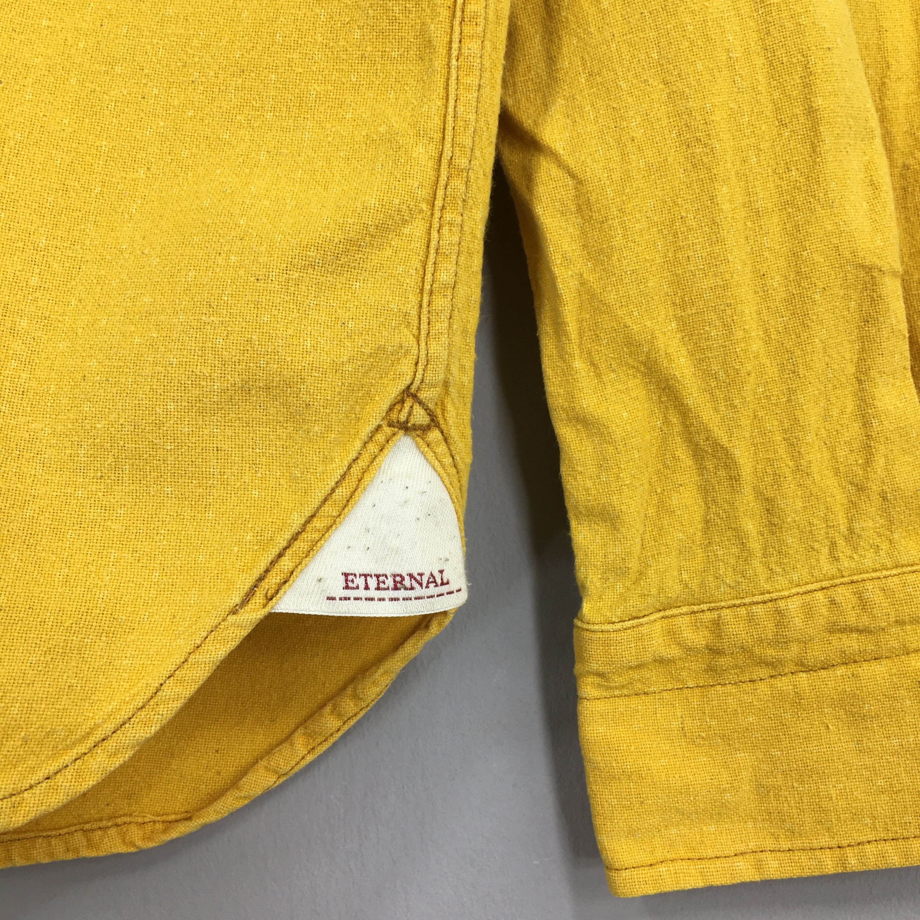Eternal × Japanese Brand × Vintage Eternal Plain Flannel Yellow Shawl Collar Shirt Large Size US L / EU 52-54 / 3 - 7 Thumbnail