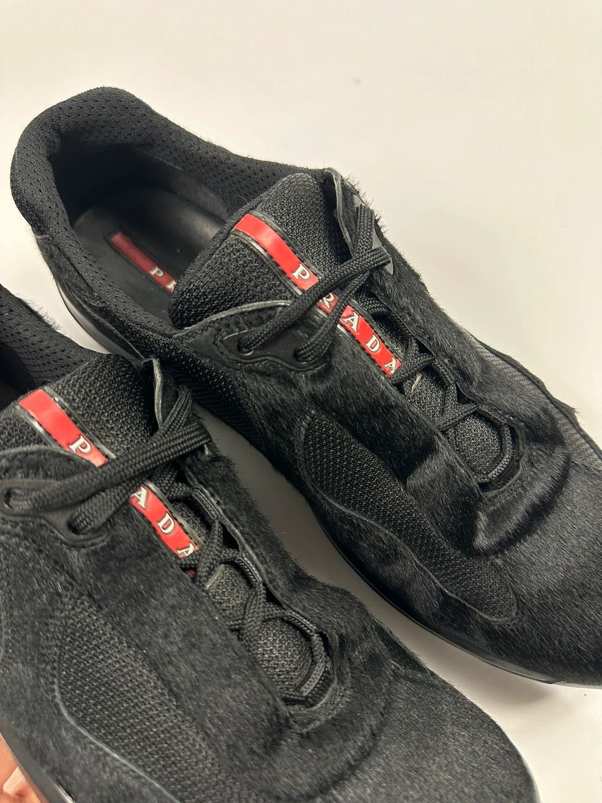 Prada Prada Sport 00’s Black Fur Americas Cup Sneakers Size US 10.5 / EU 43-44 - 3 Thumbnail