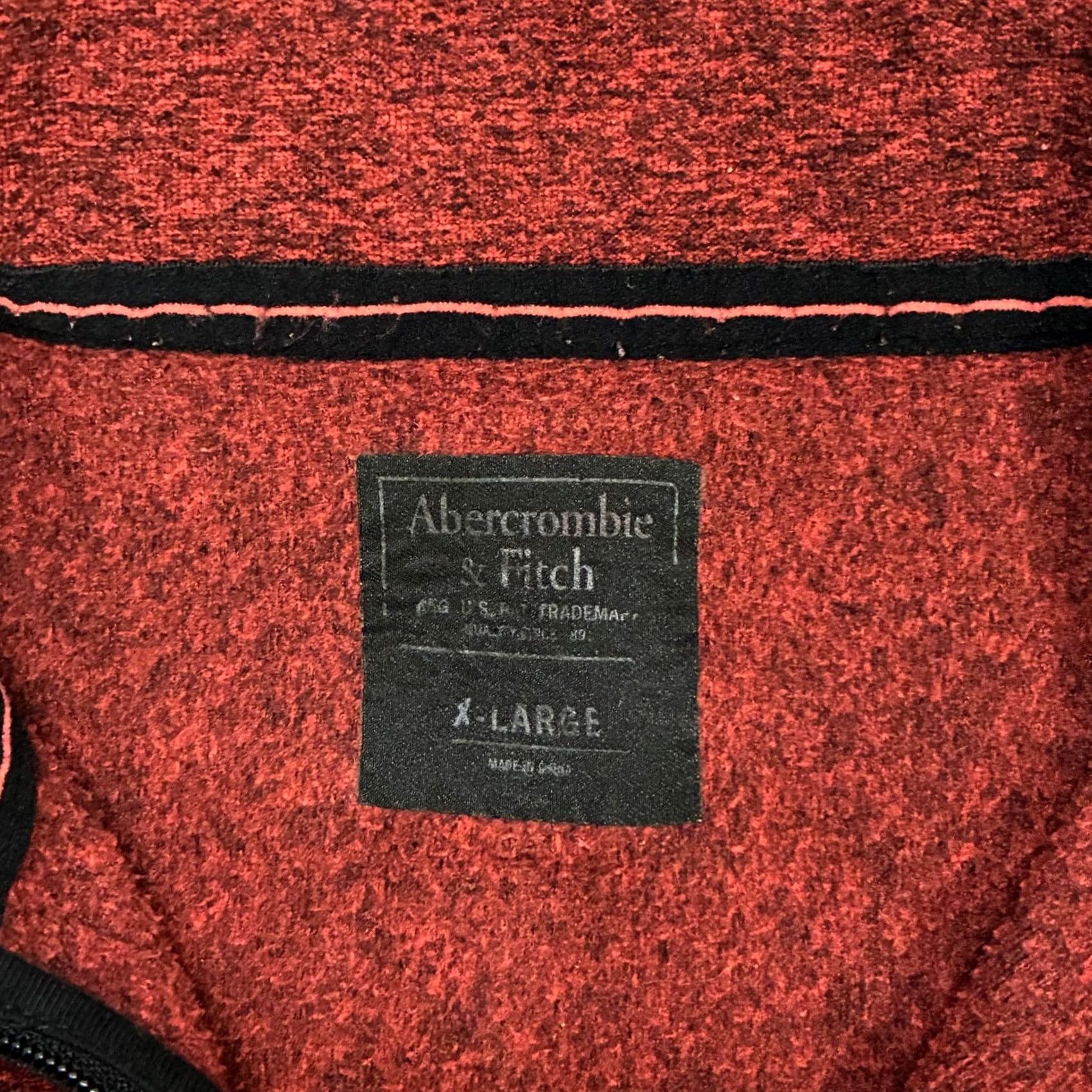 Abercrombie & Fitch Abercrombie Fitch Mens Red Heathered 1/4 Zip Pullover Sweater Men's XLarge Size US XL / EU 56 / 4 - 5 Thumbnail