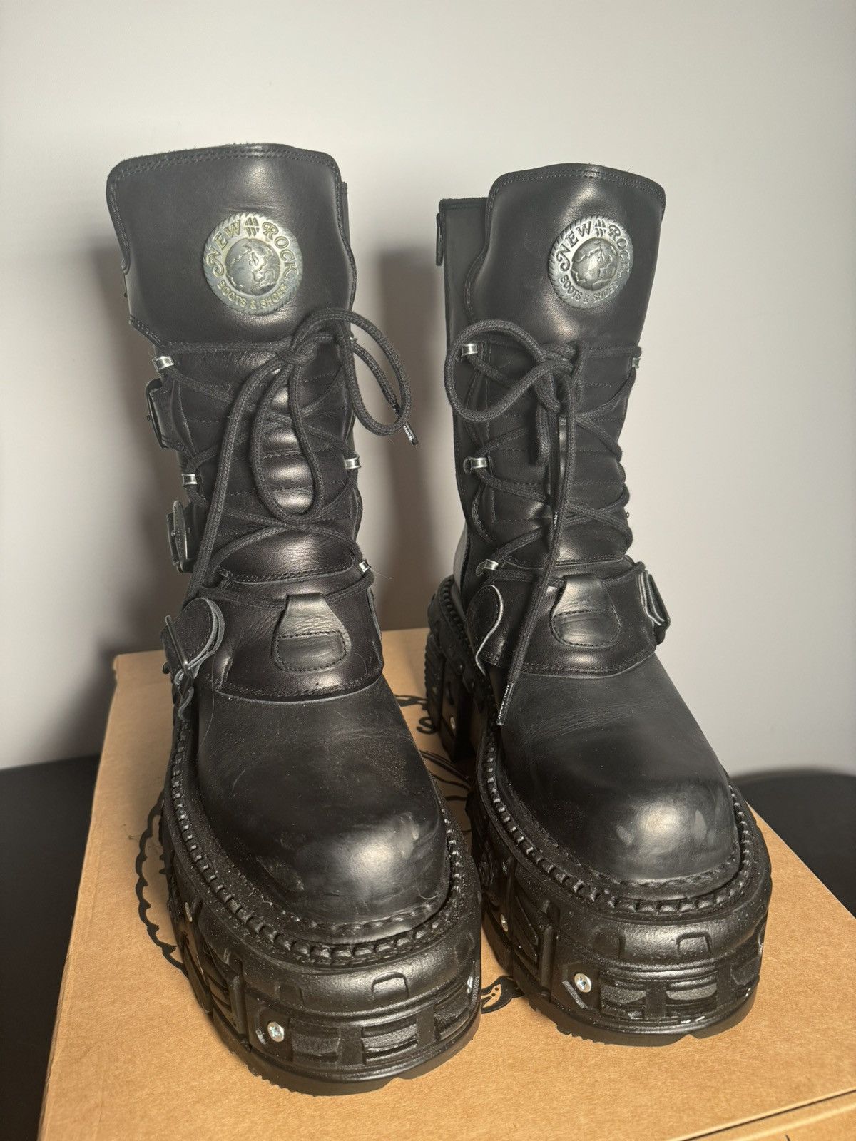 Genuine Leather × New Rock New Rock Platform Boots TANK373-S1 Leather Combat Buckles Size US 9 / EU 42 - 4 Thumbnail