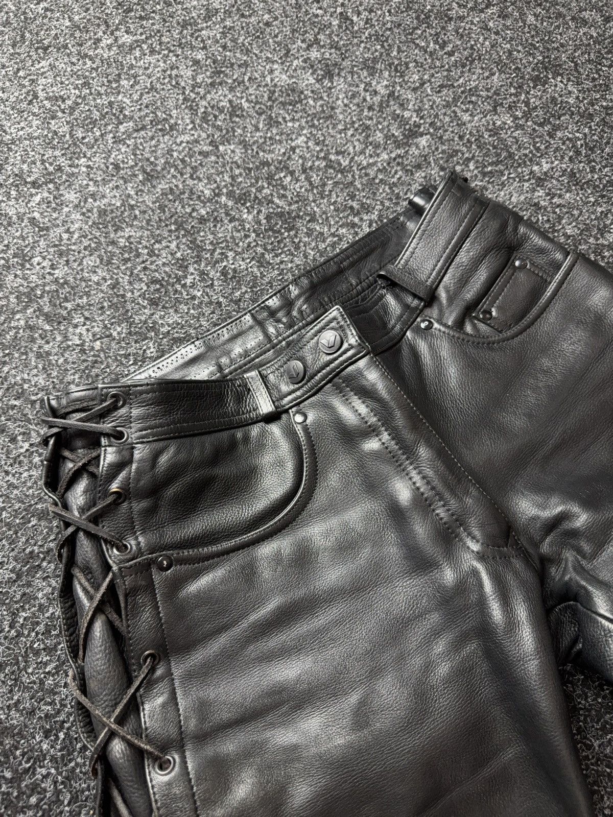 Genuine Leather Leather Rock Punk Biker MOTO Pants Lace Up Goth Moto Black Size US 32 / EU 48 - 9 Thumbnail