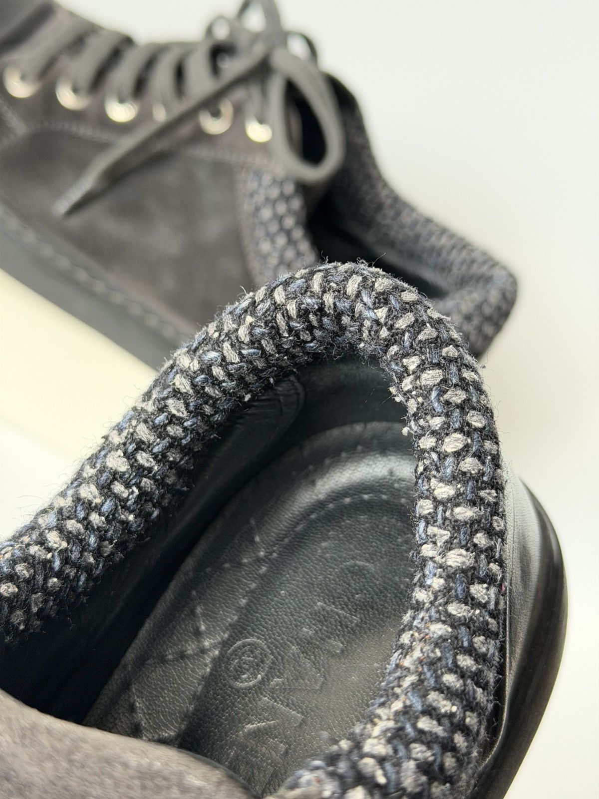 Chanel CHANEL Gray Black Suede Tweed Low Top Lace Up Sneaker Shoes Size US 7 / IT 37 - 12 Thumbnail
