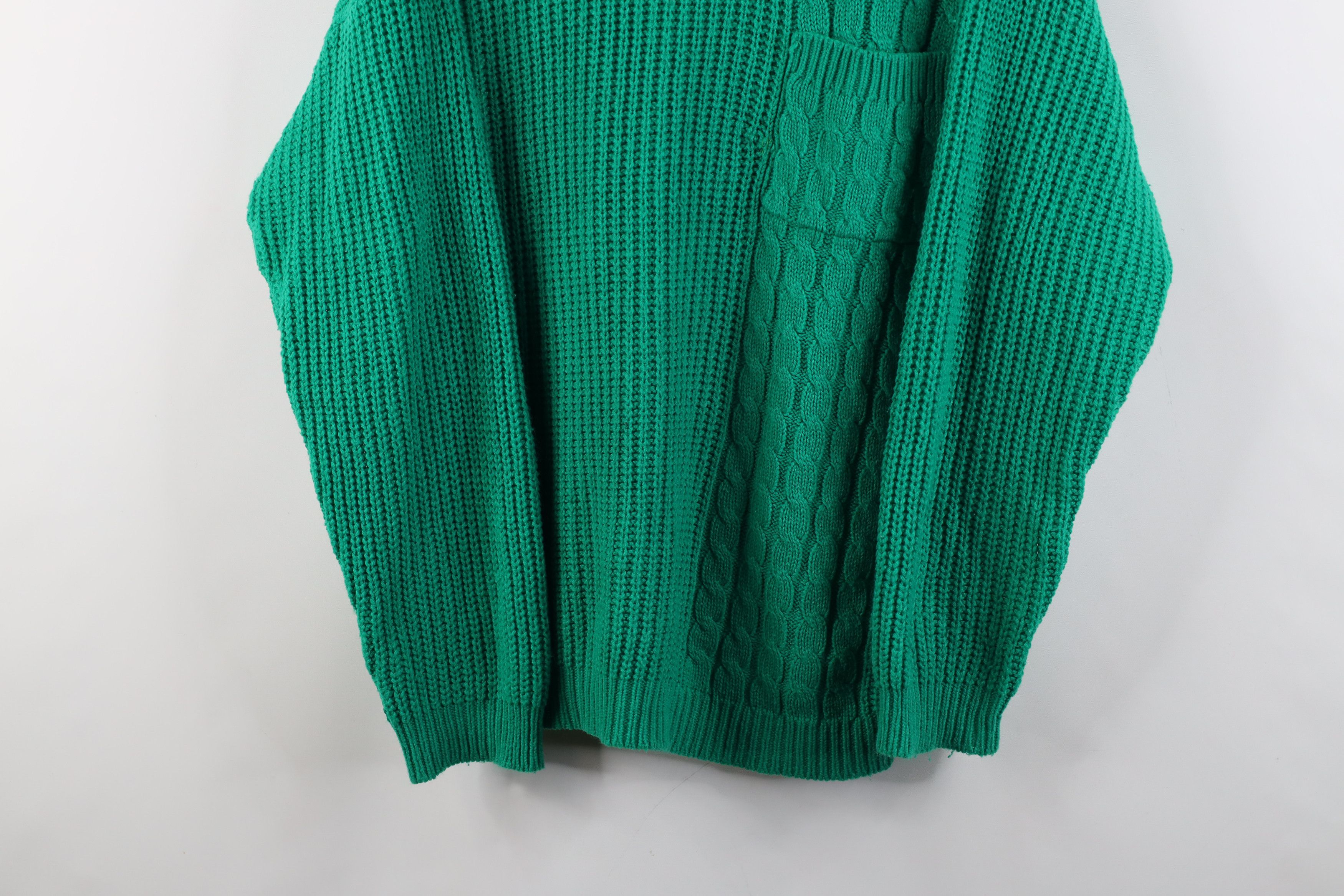 Vintage Vintage 90s Streetwear Ribbed Cable Knit Sweater Green Size XL / US 12-14 / IT 48-50 - 3 Thumbnail