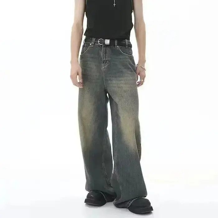 Japanese Brand Vintage Distressed Loose Wide Leg Mopping Jeans Size US 32 / EU 48 - 2 Thumbnail
