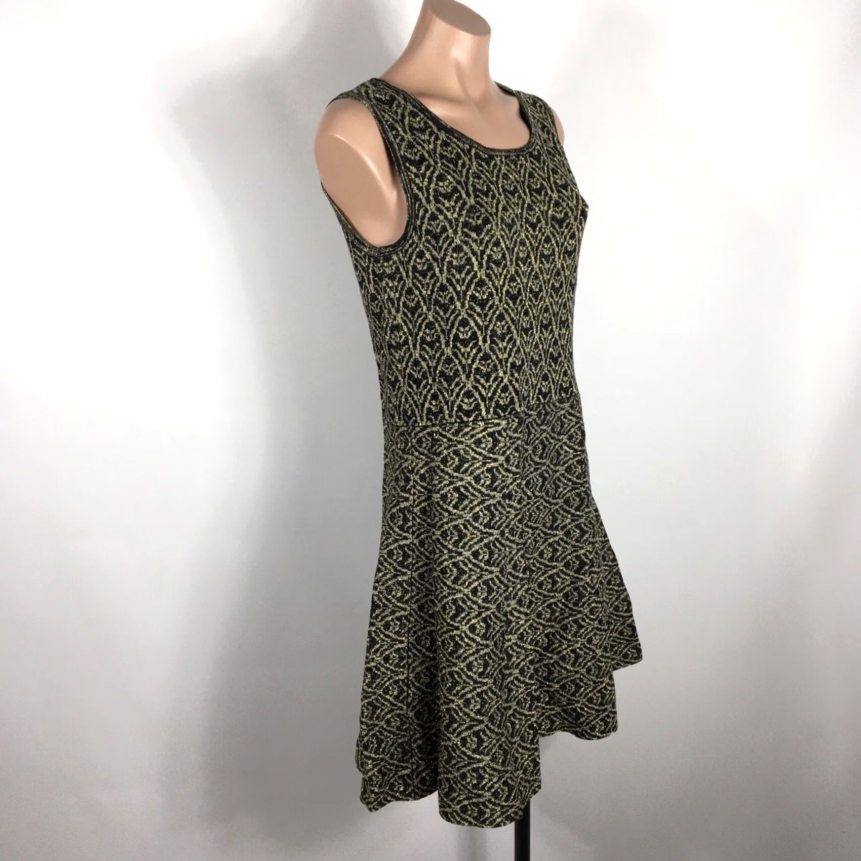 Vintage VINTAGE Ali Ro Damask Print Sleeveless A-Line Mini Dress L Gold Damask Print Size L / US 10 / IT 46 - 3 Thumbnail