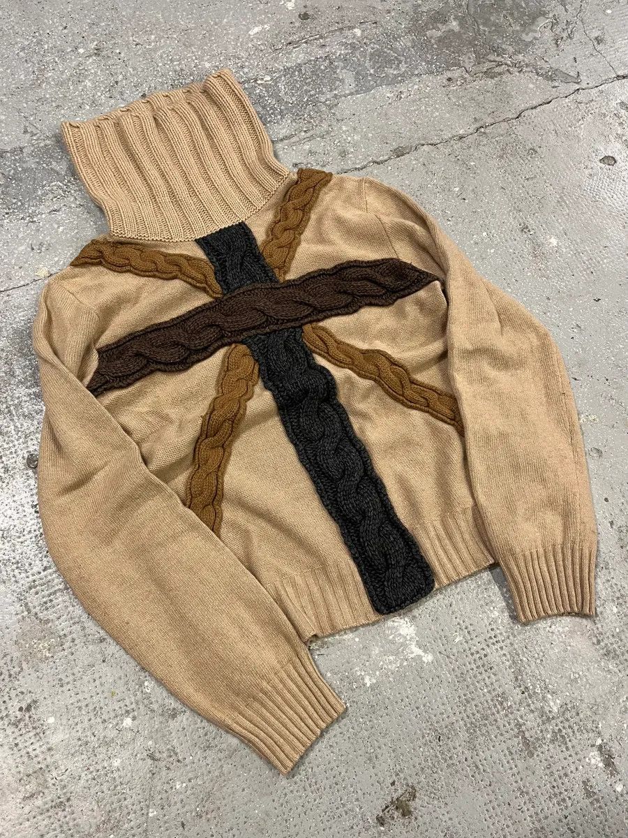 Moschino Moschino Beige Crosses Turtleneck Sweater Size US S / EU 44-46 / 1 - 6 Thumbnail