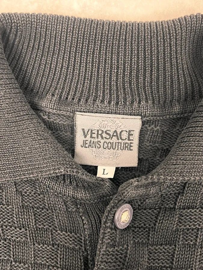 Versace 2000s Versace Black Waffled Textured Polo Size US M / EU 48-50 / 2 - 8 Thumbnail
