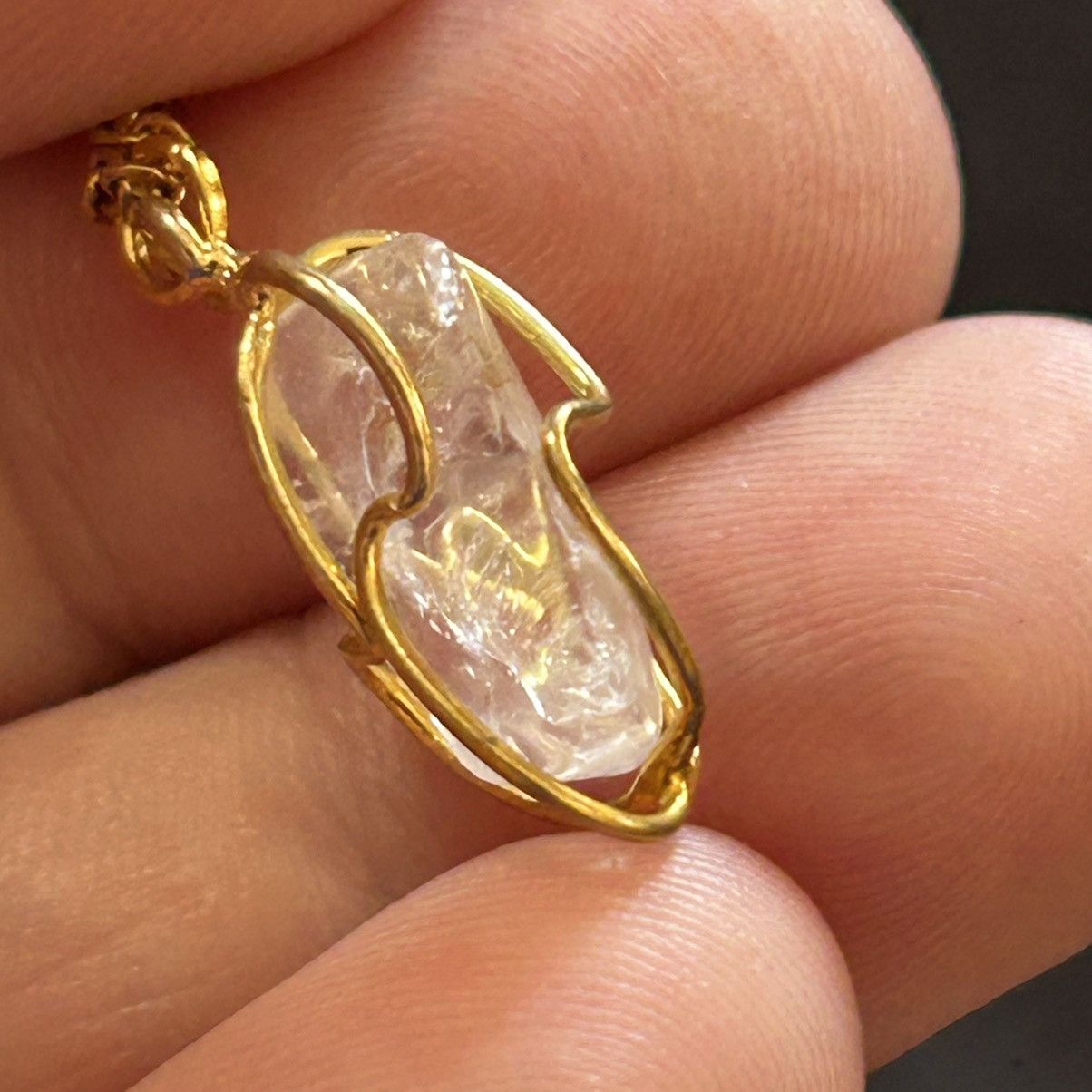 Handmade Handcrafted clear quartz wire caged pendant necklace Size ONE SIZE - 6 Thumbnail