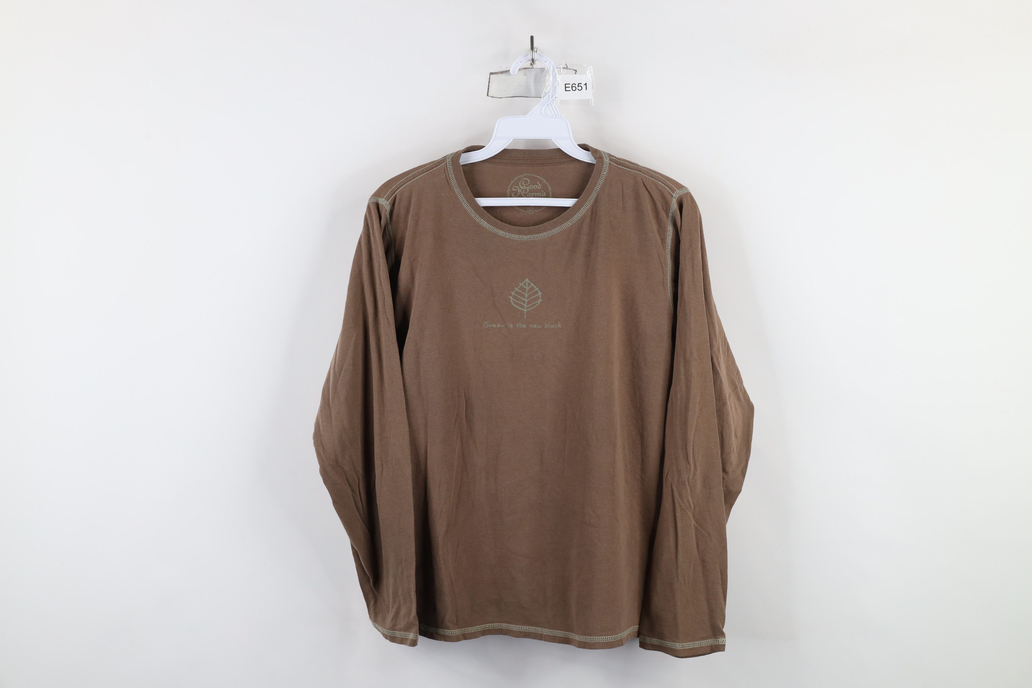 Life is Good × Vintage Good Karma Life Is Good Cotton Long Sleeve T-Shirt Brown Size M / US 6-8 / IT 42-44 - 1 Thumbnail
