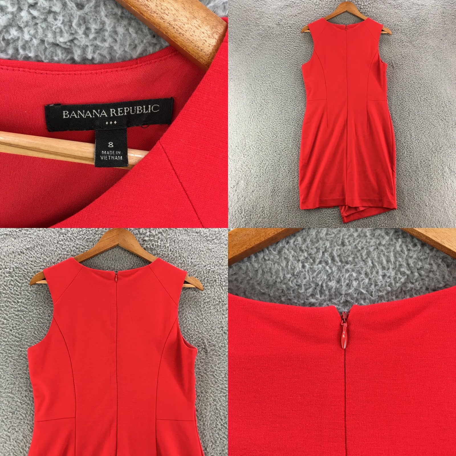 Banana Republic VINTAGE Banana Republic Sheath Dress Womens 8 Red Sleeveless Zipper Slit Round Neck Size M / US 6-8 / IT 42-44 - 8 Thumbnail