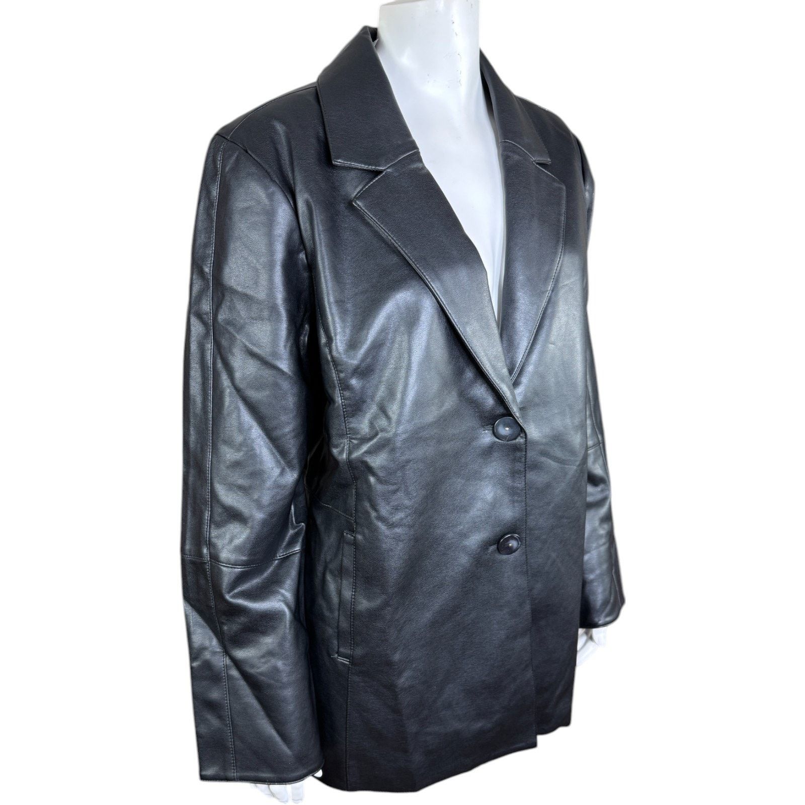 Other Dennis Basso Luxe Faux Leather Jacket Black Large Petite Size S / US 4 / IT 40 - 12 Thumbnail