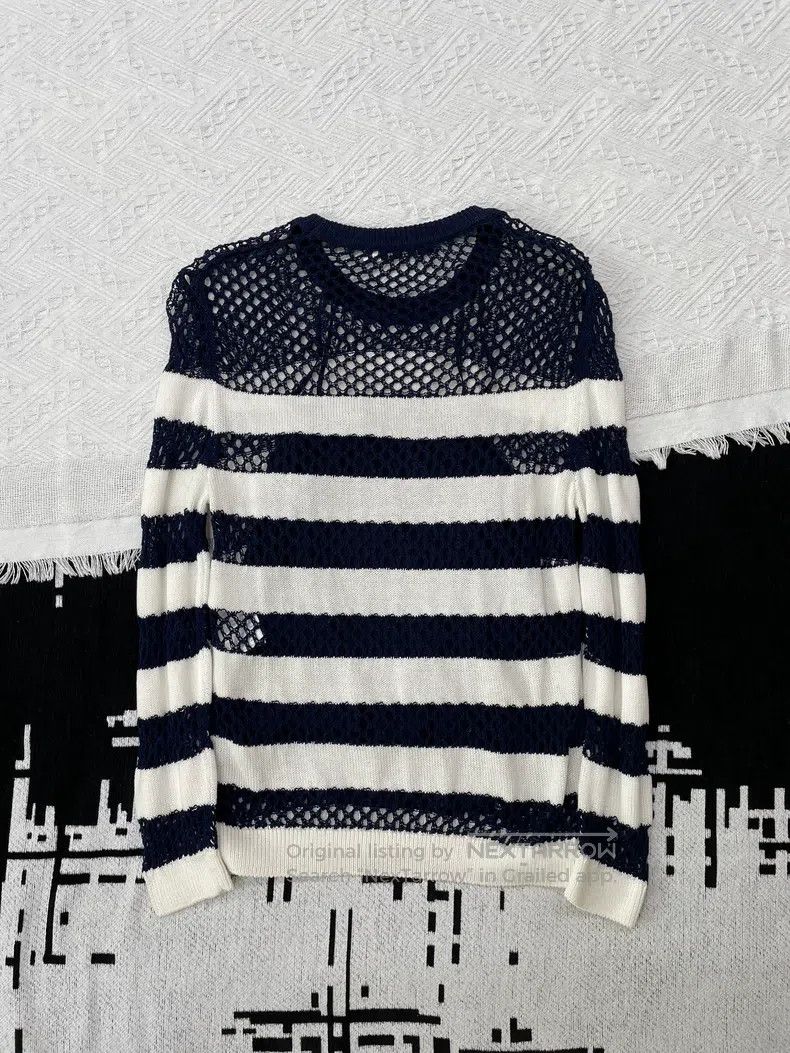 Dior Dior Blue and white hollow knitted striped two-piece long- Size S / US 4 / IT 40 - 2 Thumbnail