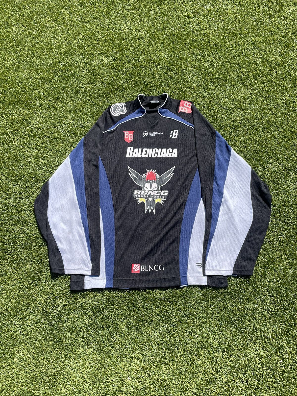 トップス BALENCIAGA Soccer Hockey Game Shirt Men's Balenciaga SS21 Hockey Sports Mesh Long Sleeves White