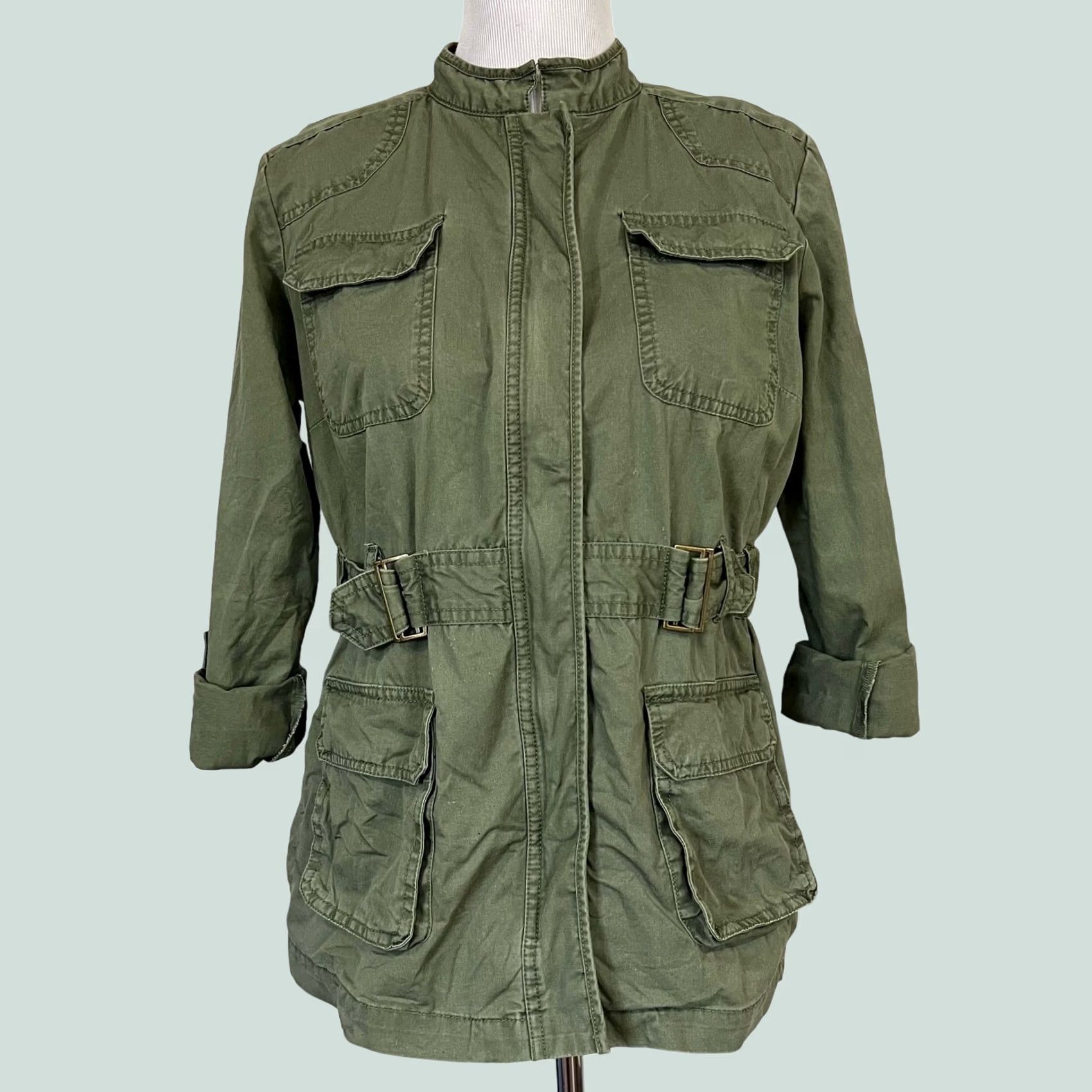 Vintage Bob Timberlake Women’s Field Jacket Green Zip Cotton Roll Tab Sleeves M Jacket Women Green Cotton Zip Snap M Size M / US 6-8 / IT 42-44 - 1 Thumbnail