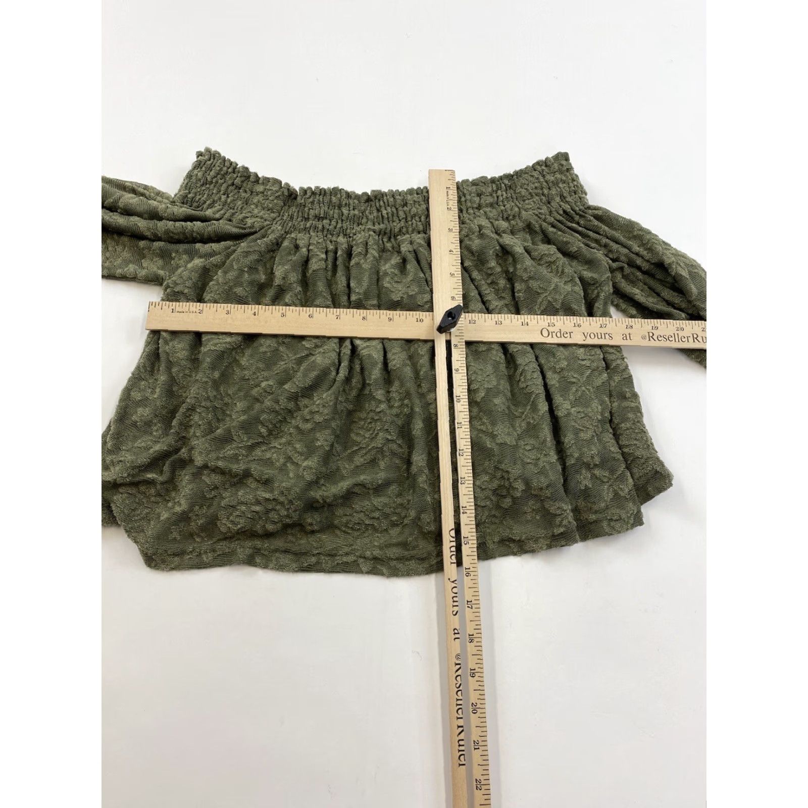 Anthropologie Anthropologie Deletta Top Blouse Off The Shoulder Green Lace Floral S Small Bodice-Relaxed Women's Bohemian Shirt Size S / US 4 / IT 40 - 3 Thumbnail