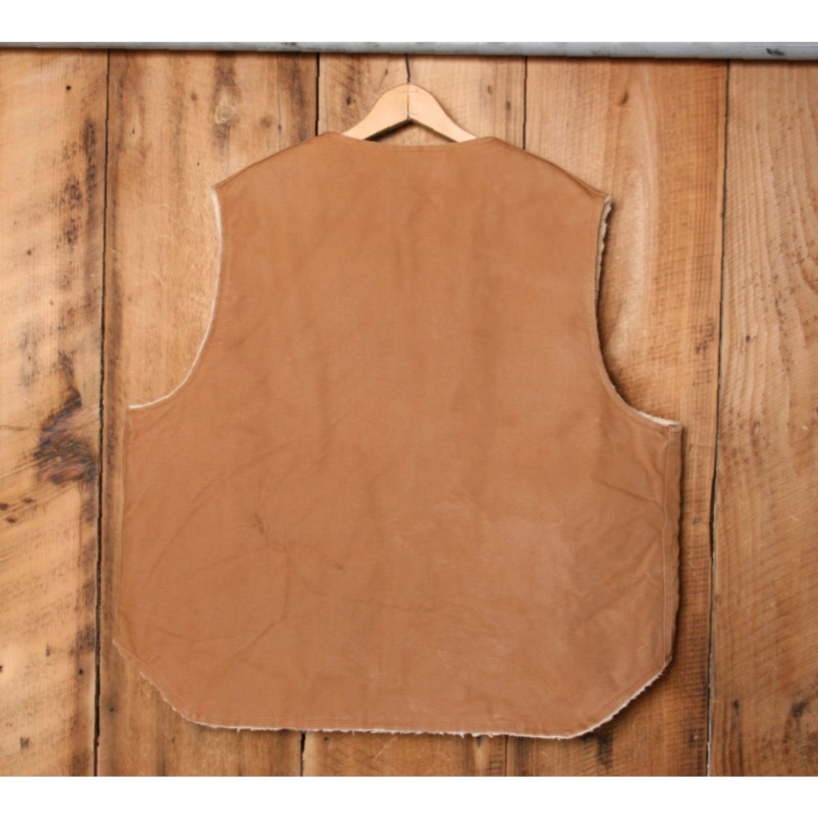 Carhartt VINTAGE Carhartt Vest 2XL Workwear Men Sz XXL Sherpa Lined Cotton Canvas Zip Brown Stains Carhartt Vest Mens Size US XXL / EU 58 / 5 - 6 Thumbnail