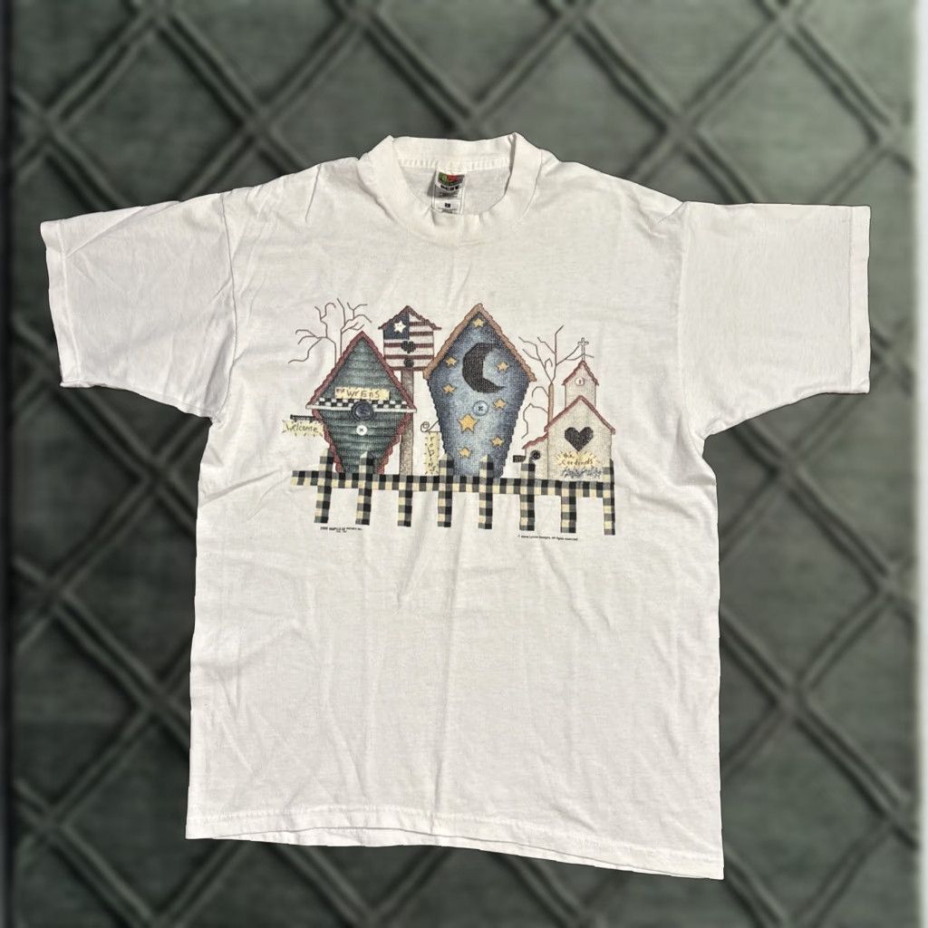 Fruit Of The Loom VINTAGE 1996 Bird House Art Cute Nature Grandma Style T-Shirt Large White Unisex Adults L Shirt Men Women Birds Nature Fruit of the Loom Mens Womens Size US L / EU 52-54 / 3 - 1 Thumbnail