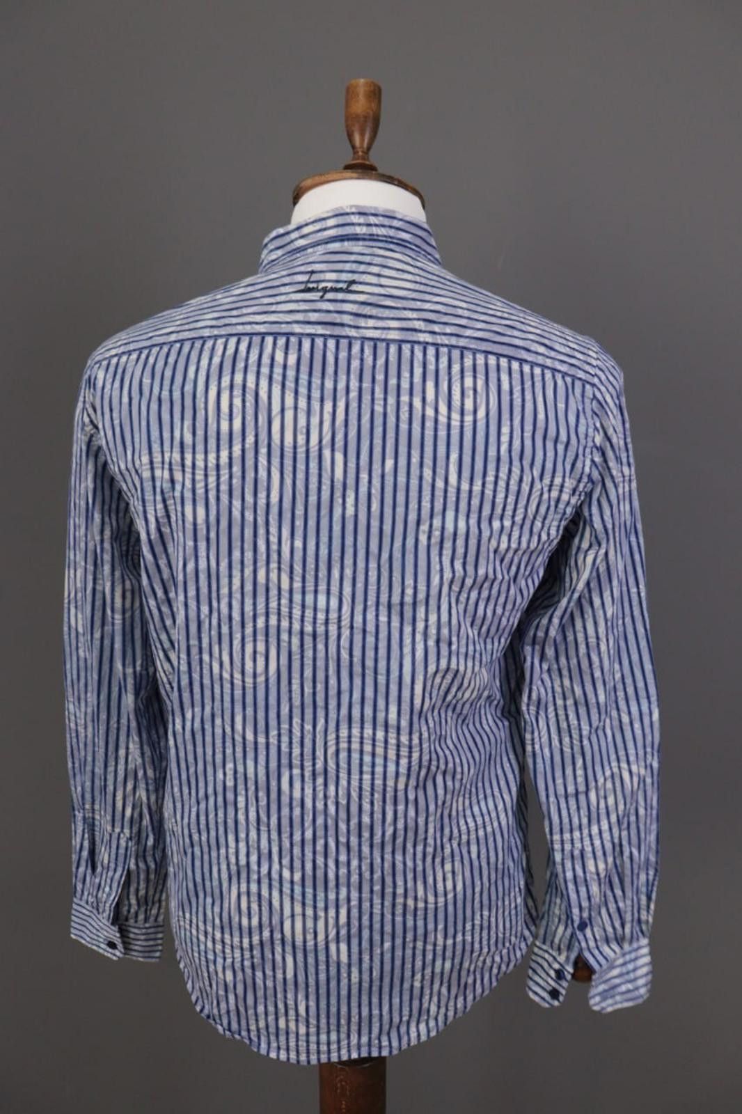 Desigual Desigual Regular Blue Striped Jasquard Down Shirt Size L Size US L / EU 52-54 / 3 - 7 Thumbnail