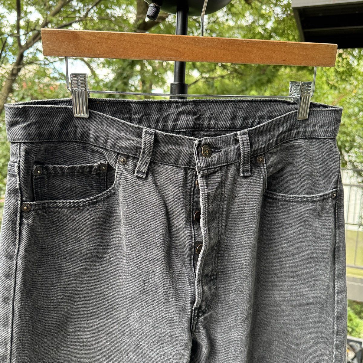 Vintage 90s Faded Black Levi's 501 Jeans ERD Grunge Chrome USA Size US 34 / EU 50 - 5 Thumbnail