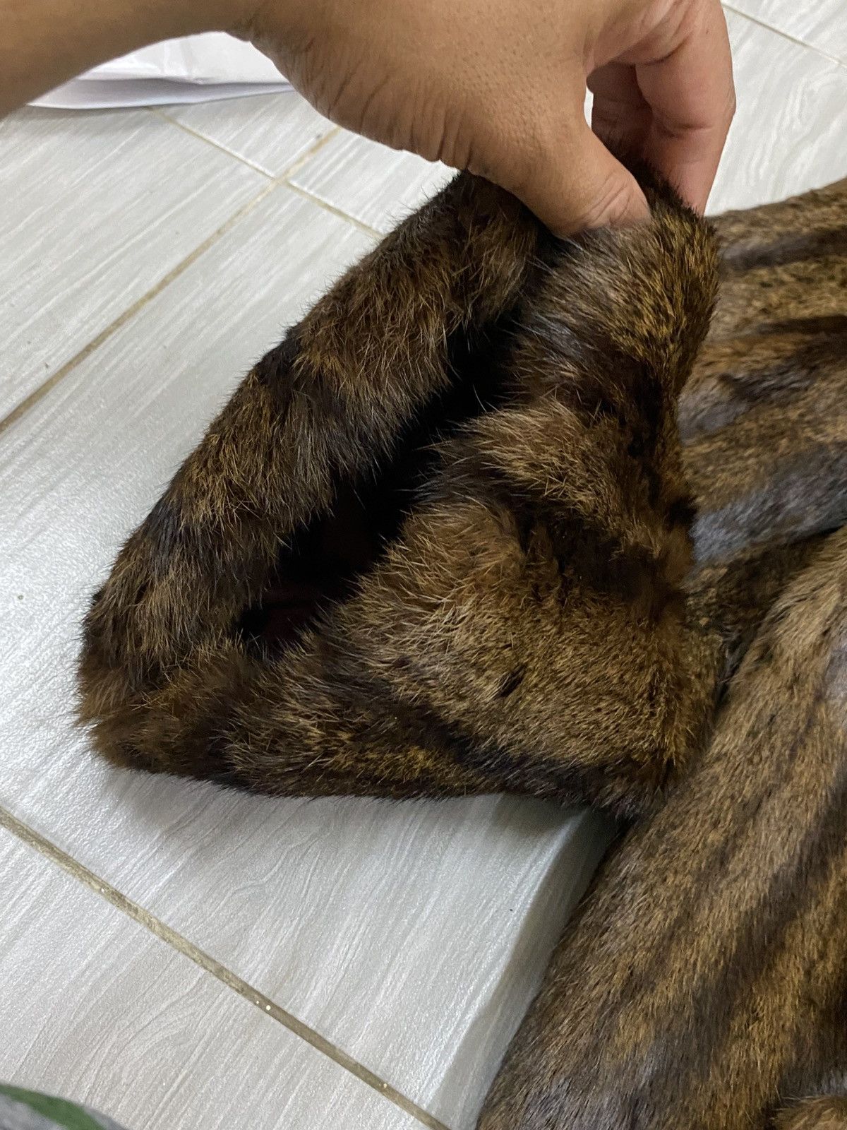 Vintage Vintage Real Fur Coat Brown Striped Jacket Size S / US 4 / IT 40 - 12 Thumbnail