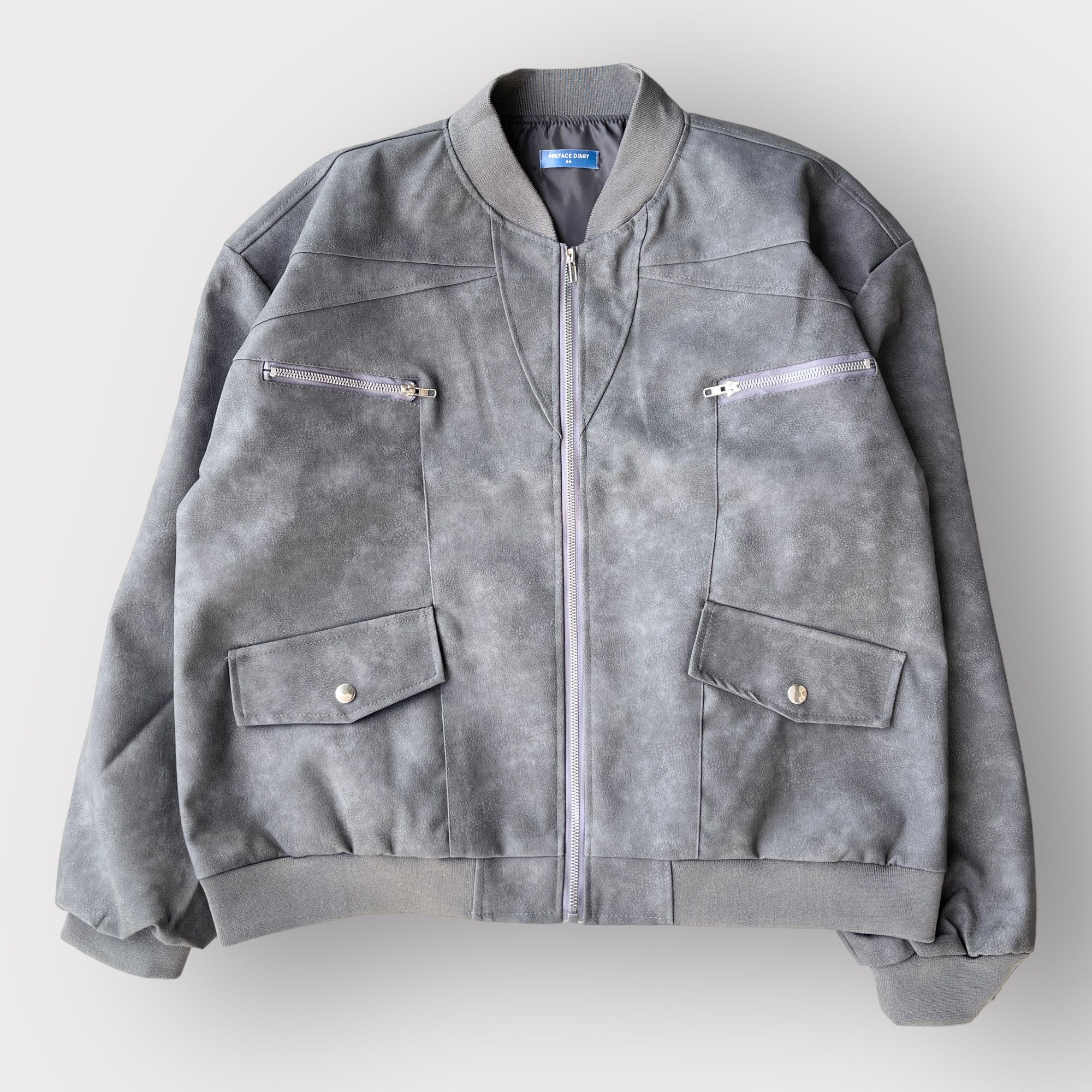 Japanese Brand × Vintage STEAL! 2000s Suede Grey Bomber Jacket (L) Size US L / EU 52-54 / 3 - 1 Thumbnail