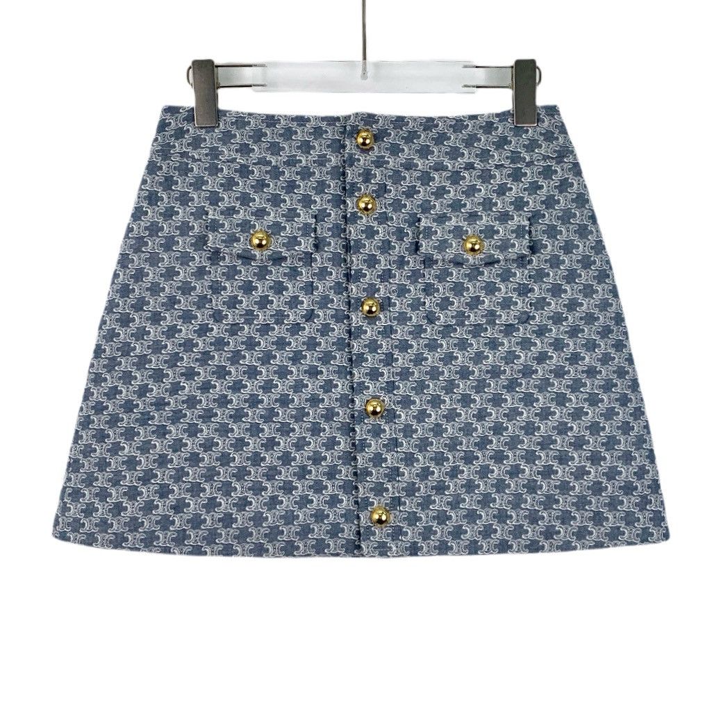 Celine Celine Celine 25 Blue Casual Denim Short Skirt Size 27" / US 4 / IT 40 - 1 Thumbnail