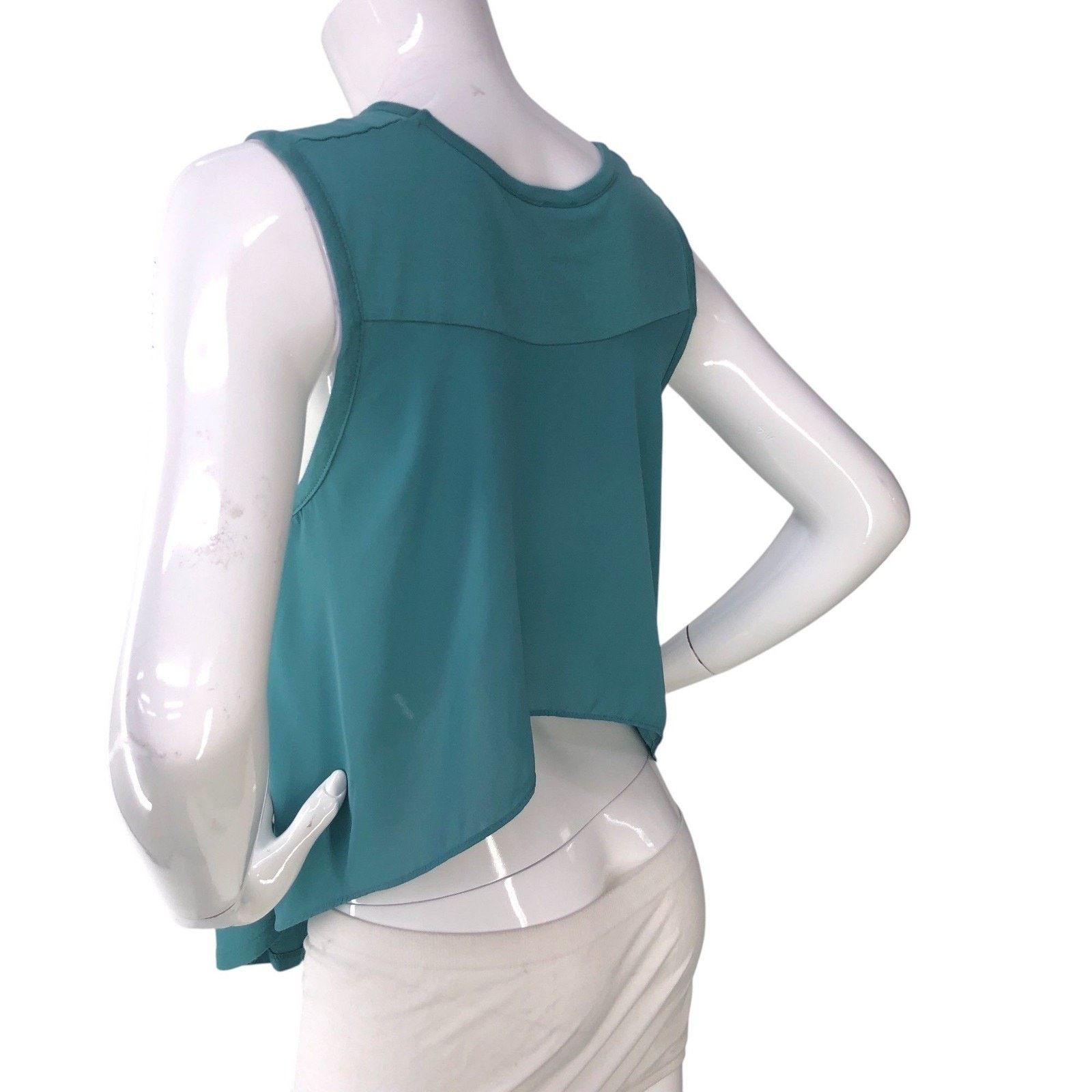Haute Hippie Haute Hippie Tank Top S Teal Modal Scoop Neck High-Low Hem Size S / US 4 / IT 40 - 6 Thumbnail