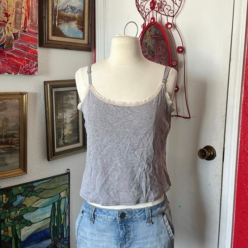 Old Navy old navy gray lace white tank top Size L / US 10 / IT 46 - 1 Thumbnail