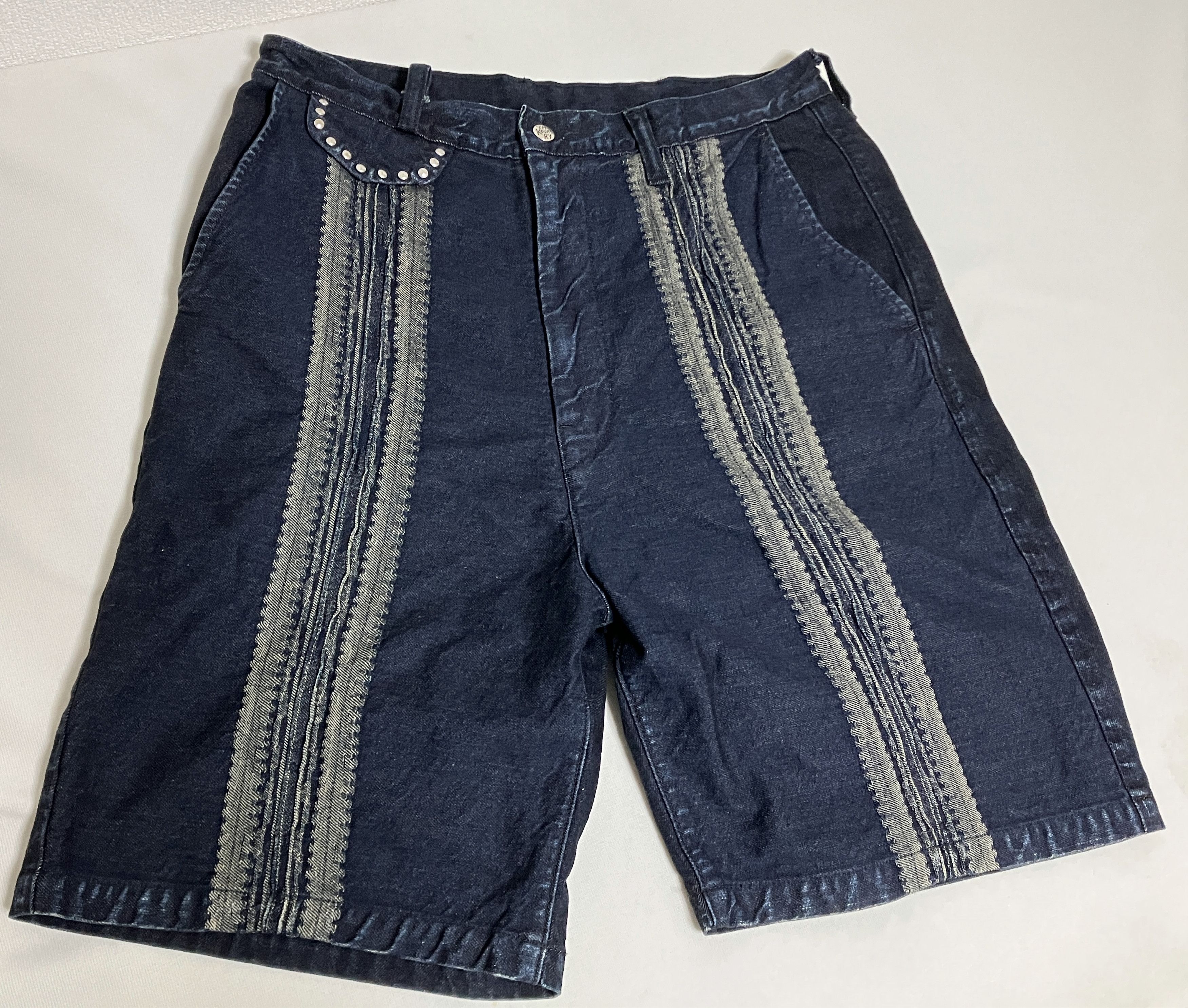 image of Kapital 12Oz Yagasuri Jacquard Denim Shorts Indigo New, Men's (Size 32)