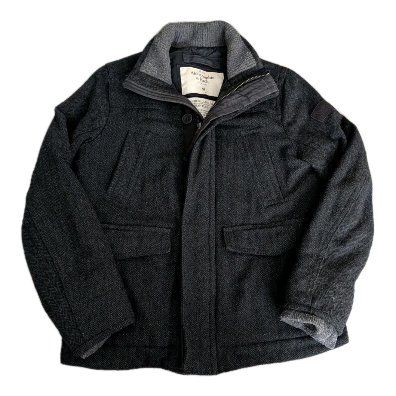 Abercrombie & Fitch VINTAGE Abercrombie & Fitch Premium Wool Quilted Coat Jacket Pea Coat Mens M Zip Button Gray Size US M / EU 48-50 / 2 - 2 Thumbnail