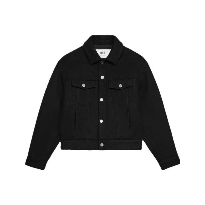 AMI Ami Black Loose Wool Jacket for Fall Winter 0079 Size US S / EU 44-46 / 1 - 1 Thumbnail