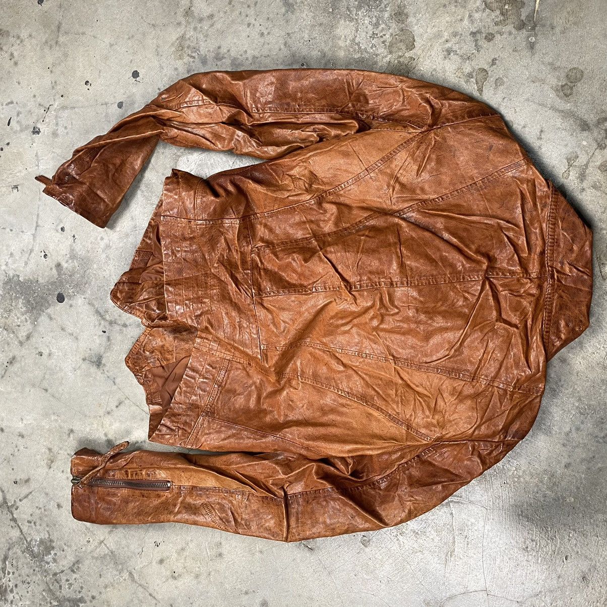 Japanese Brand × Vintage Vintage Brown Leather Biker Rocker Jacket Size XS / US 0-2 / IT 36-38 - 11 Thumbnail